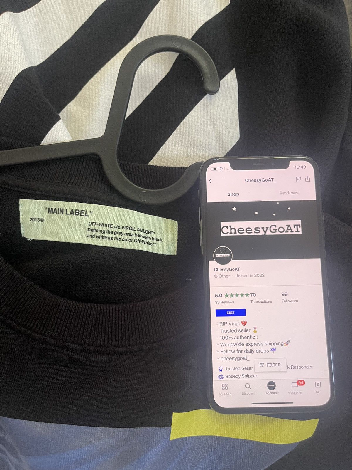 Off-White Off white Caravaggio sweatshirt Size US L / EU 52-54 / 3 - 8 Thumbnail