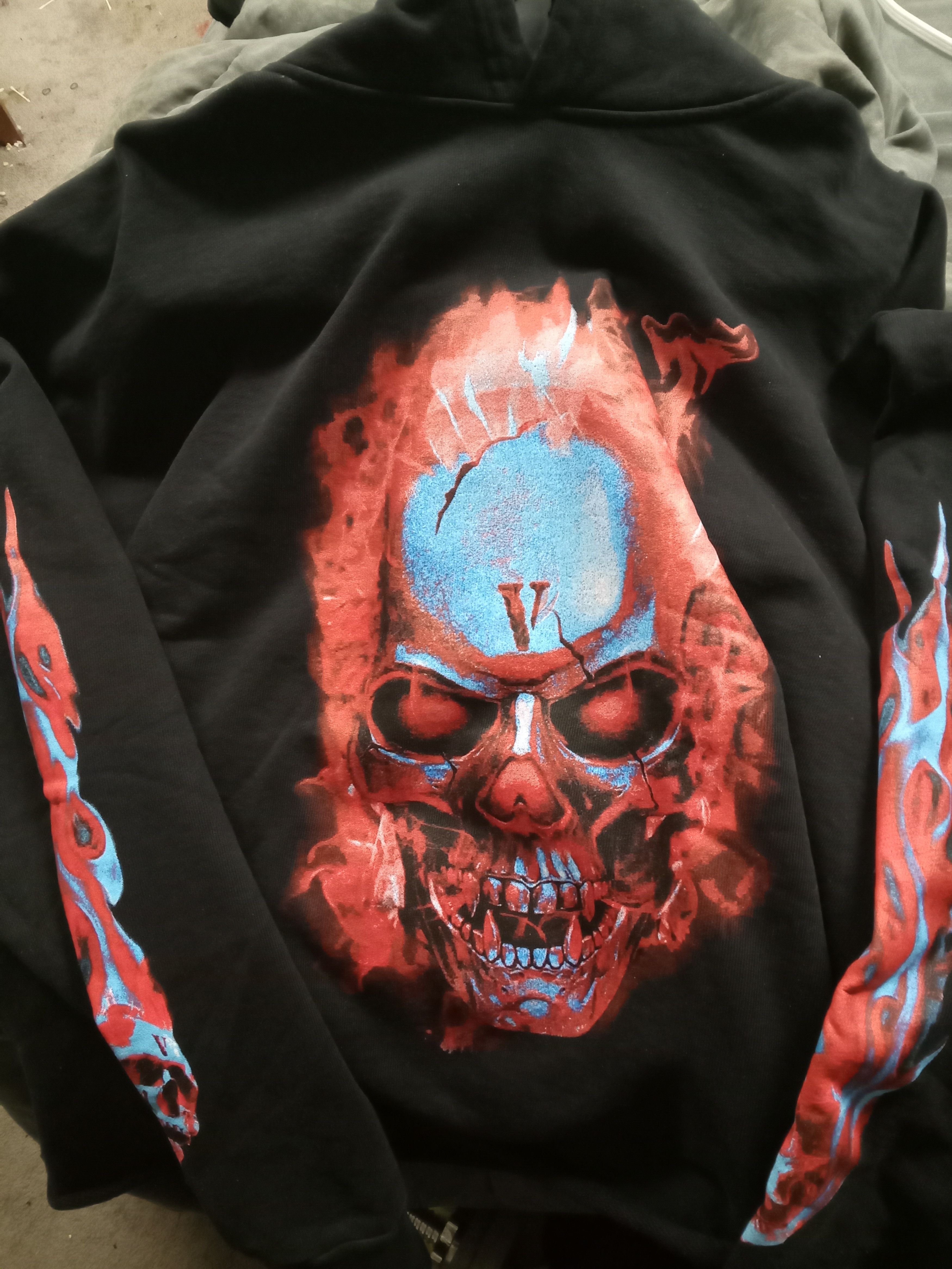 Vlone Red Skully Hoodie Black Grailed