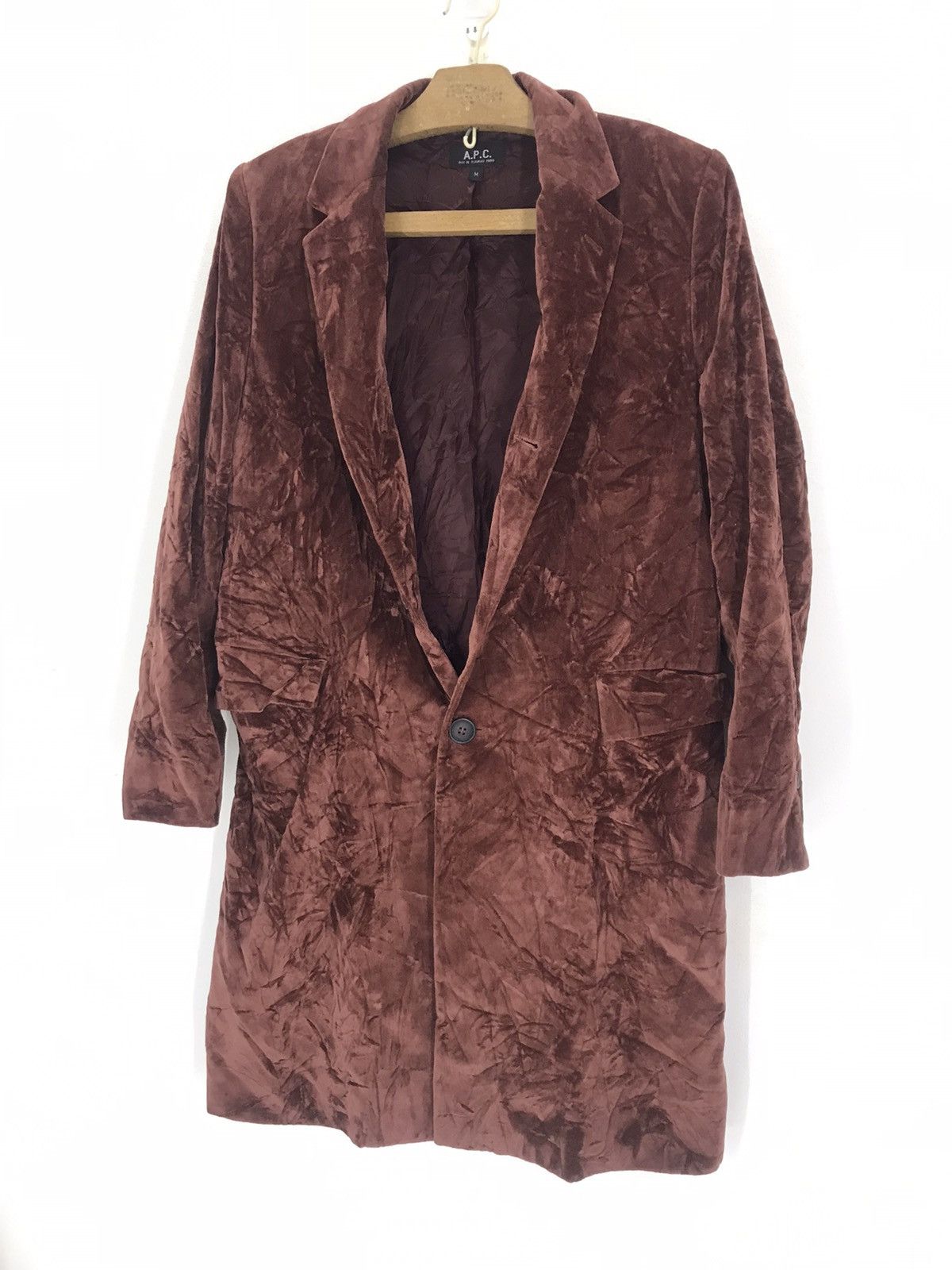 1996 Made in France A.P.C velvet long blazer jacket parka