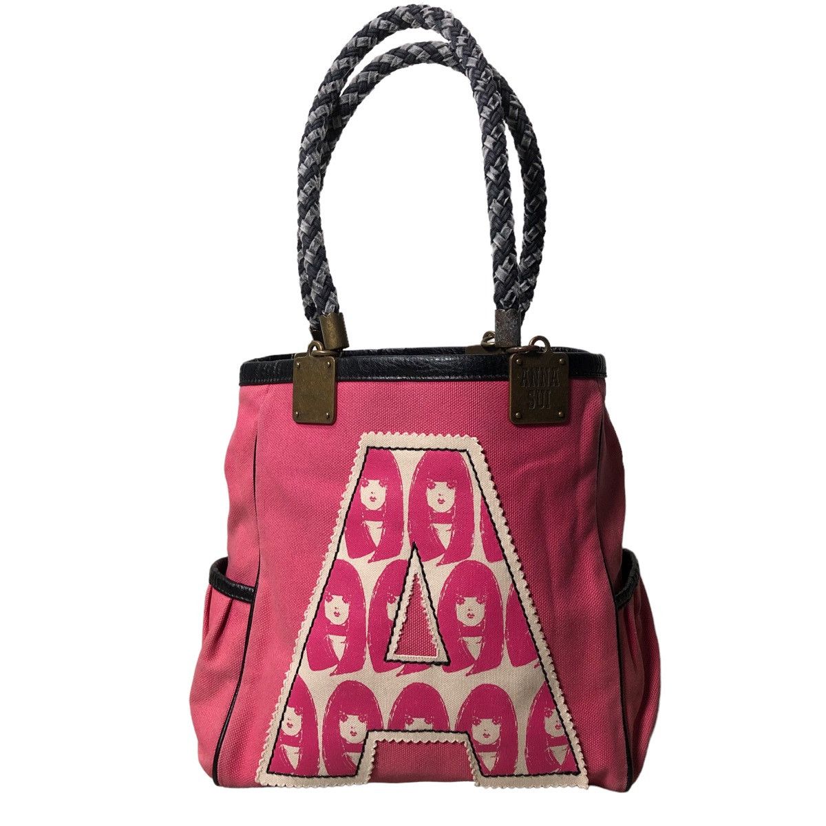 Vtg Anna Sui Mini Bag Patches Graphics Punk Pop Art