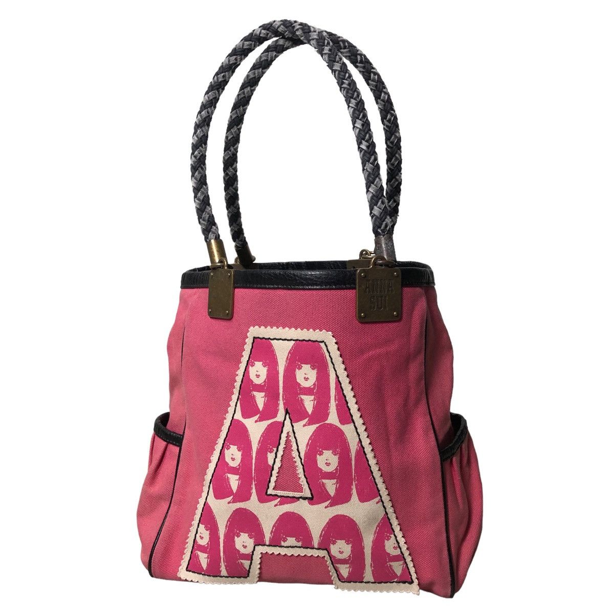 Vtg Anna Sui Mini Bag Patches Graphics Punk Pop Art