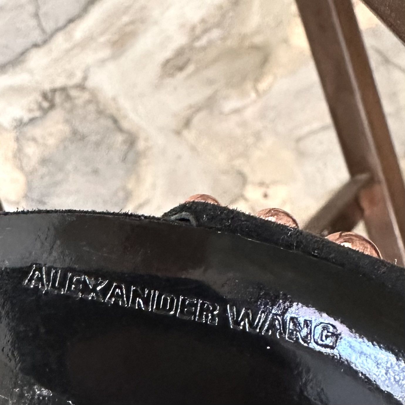 Alexander Wang Alexander Wang Abby Black Suede Rose Gold Studded Sandals Size US 6 / IT 36 - 12 Thumbnail
