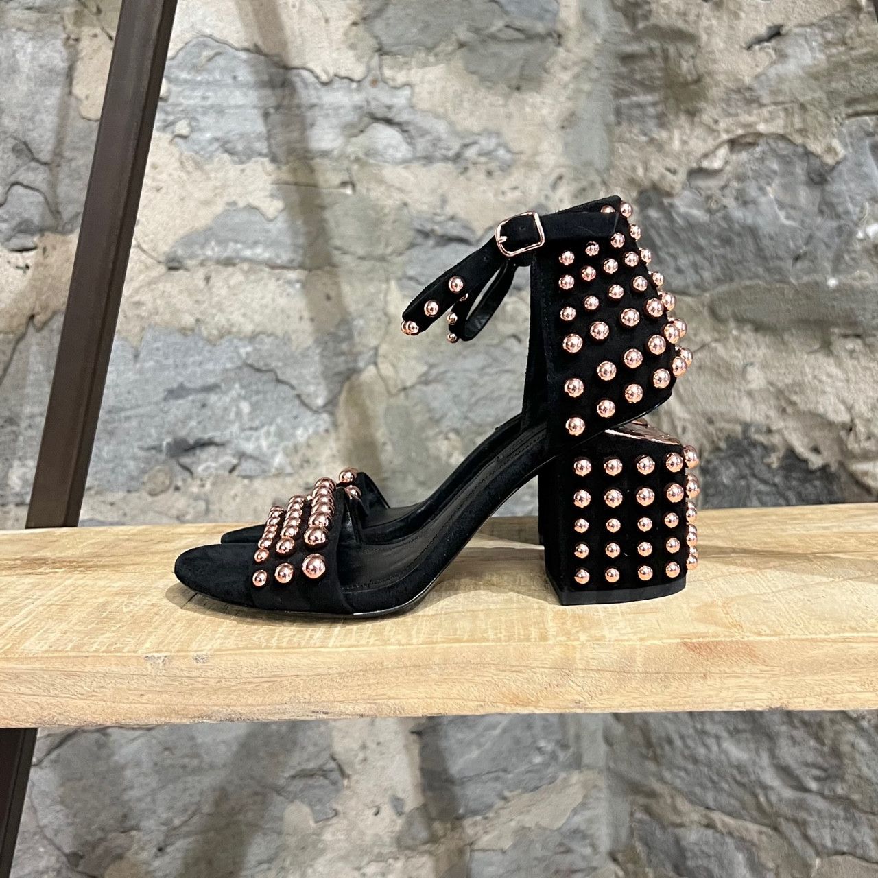 Alexander Wang Alexander Wang Abby Black Suede Rose Gold Studded Sandals Size US 6 / IT 36 - 3 Thumbnail