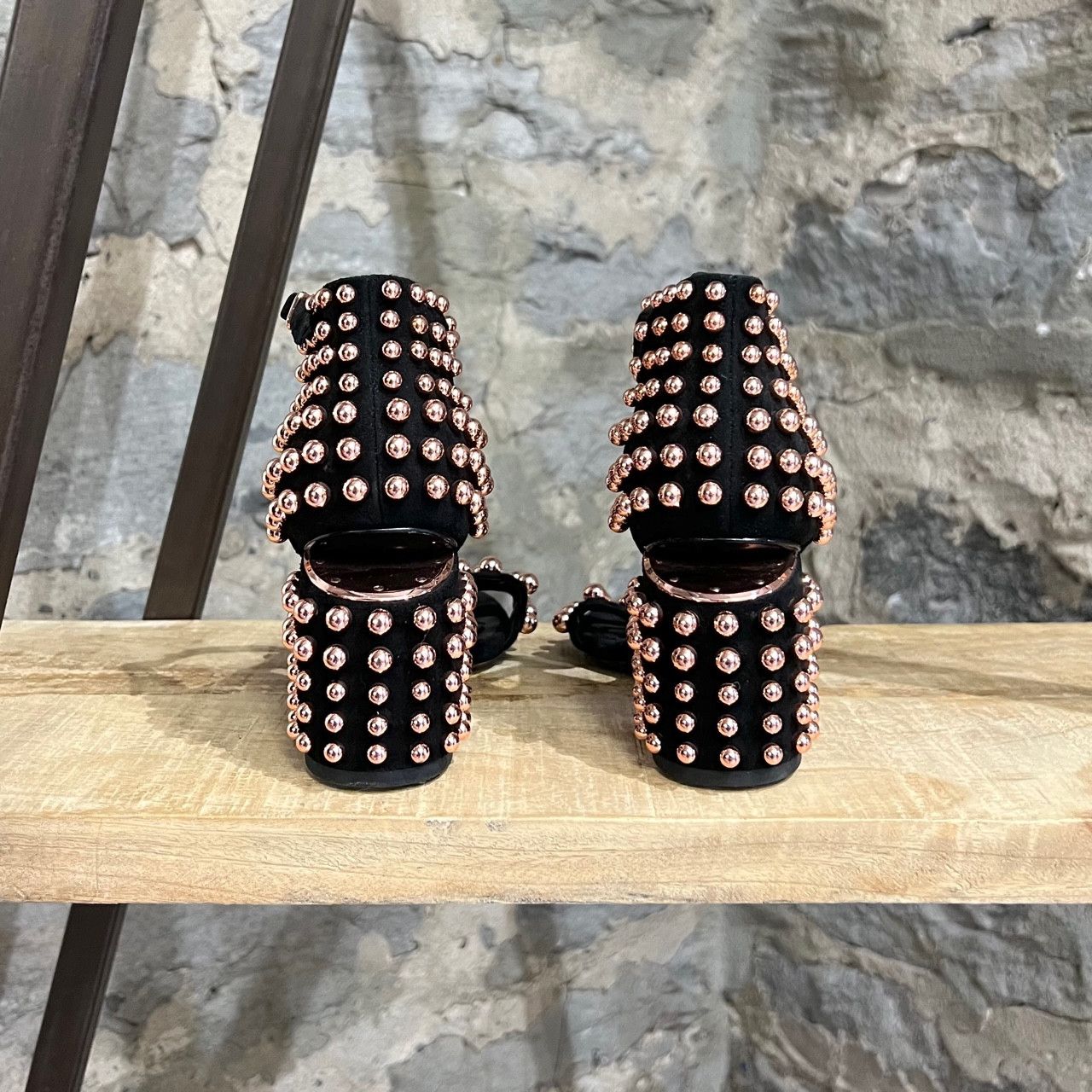 Alexander Wang Alexander Wang Abby Black Suede Rose Gold Studded Sandals Size US 6 / IT 36 - 4 Thumbnail