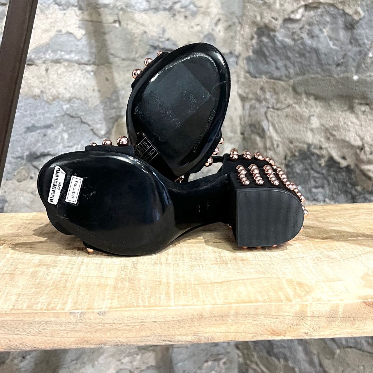 Alexander Wang Alexander Wang Abby Black Suede Rose Gold Studded Sandals Size US 6 / IT 36 - 10 Thumbnail