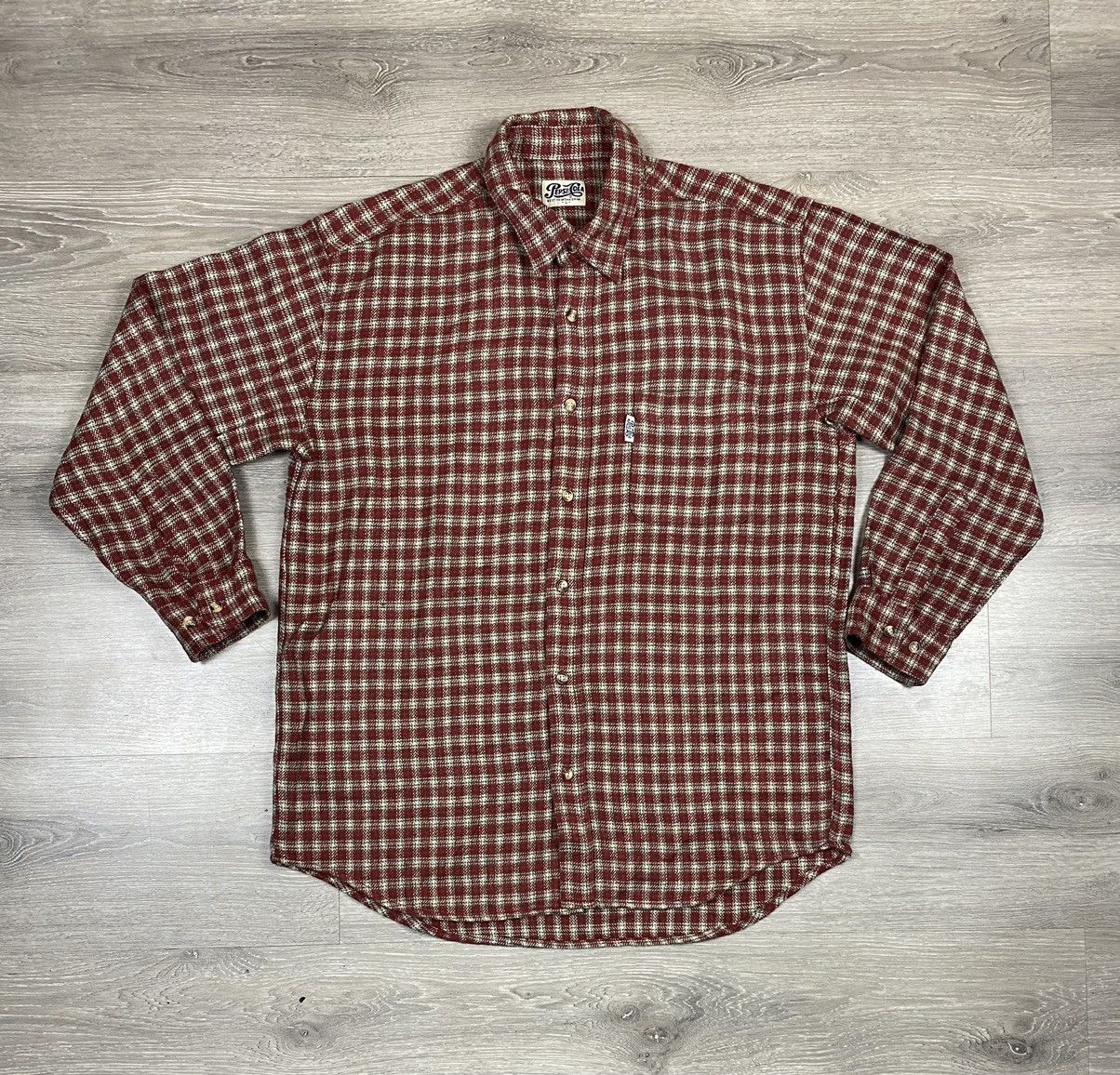 image of Vintage Pepsi Coca Cola Checkered Flannel Button Up Shirts in Red Check, Men's (Size Large)