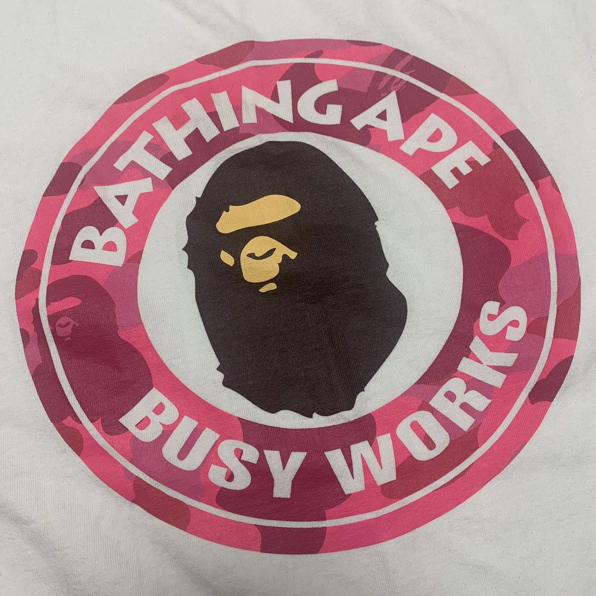 Bape Bape Pink Camo Busy Works XL White Tee Size US XL / EU 56 / 4 - 2 Thumbnail