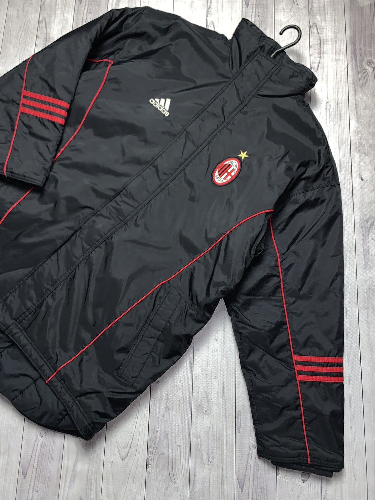 Adidas × Vintage Vintage Adidas A C Milan soccer jacket parka size L 1999 Size US L / EU 52-54 / 3 - 2 Thumbnail