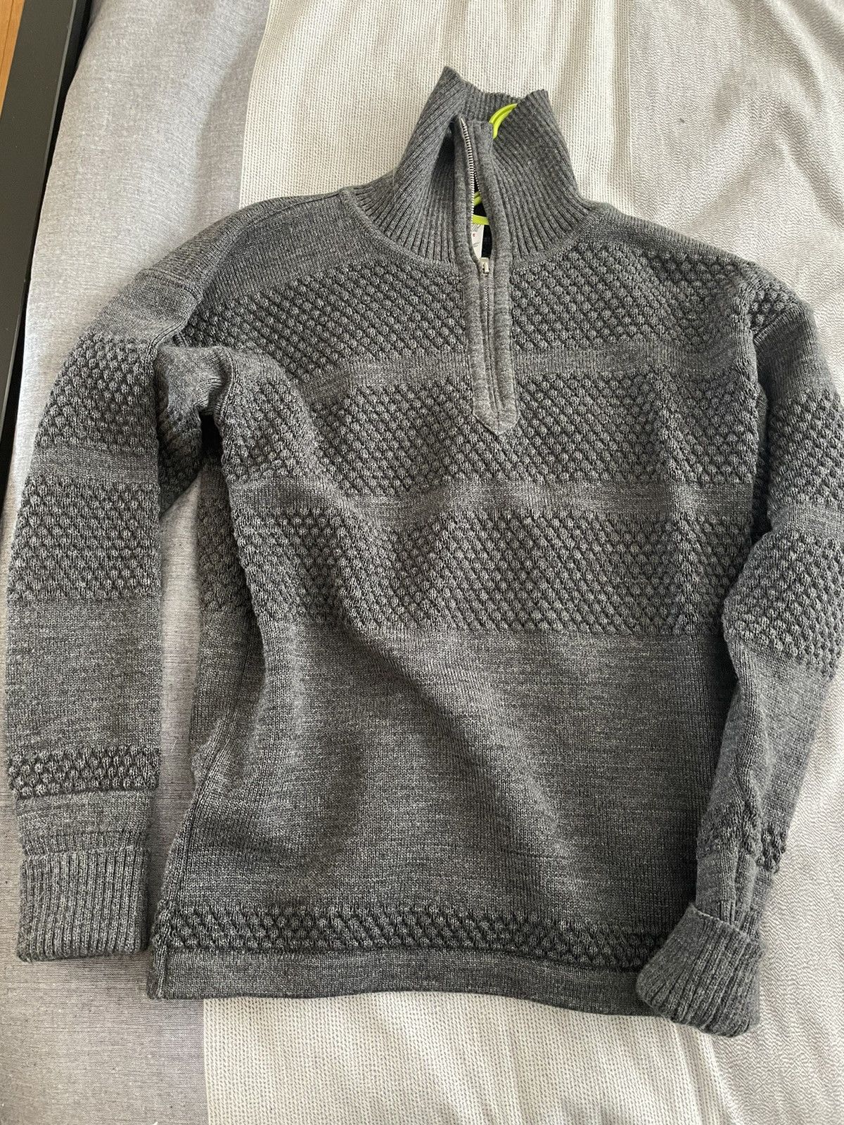S.N.S. Herning Fisherman Quarter Zip Knit Med Grey Melange