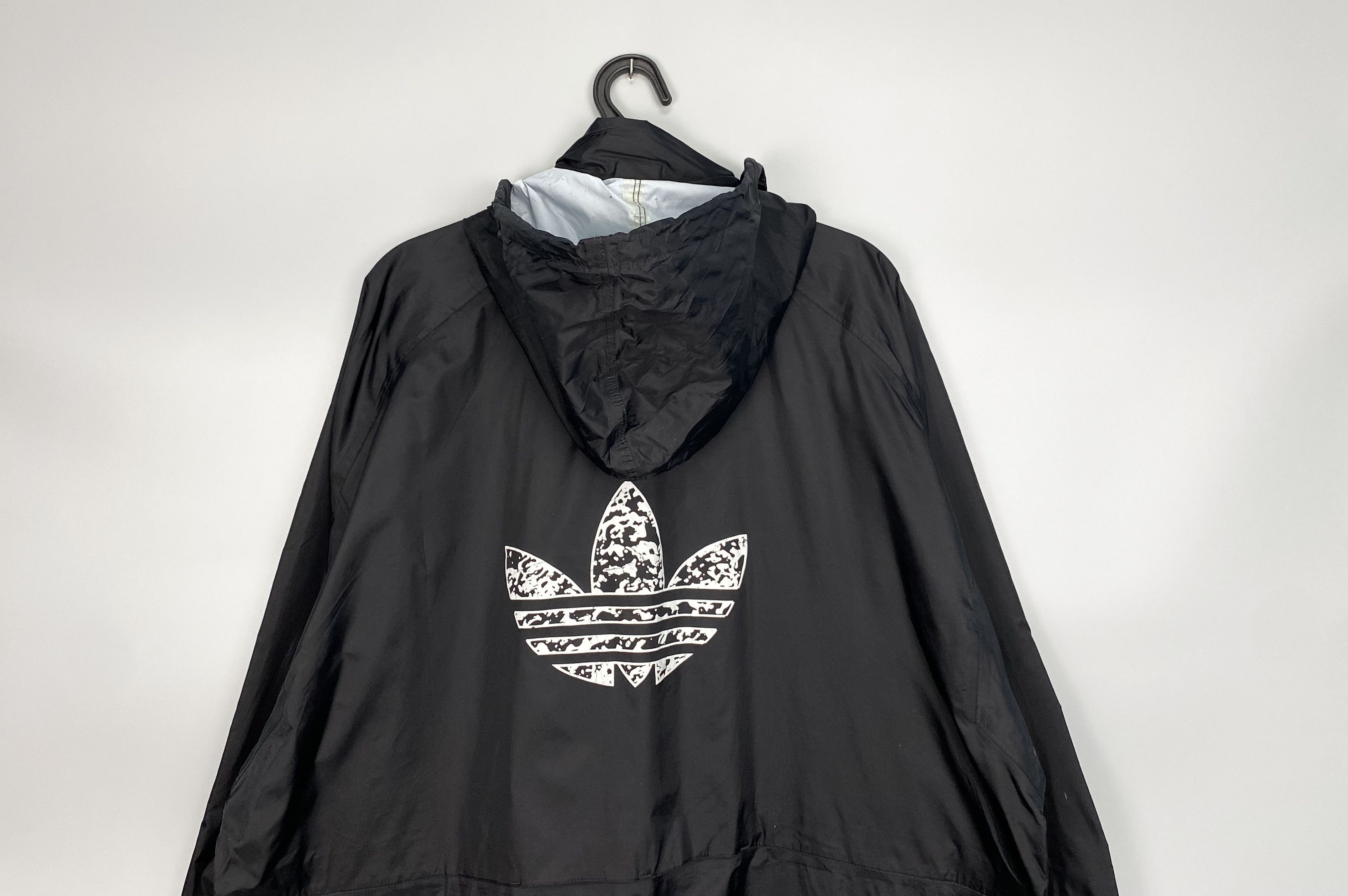 Adidas Vintage ADIDAS Big Logo Membrane Long Black Jacket Size US XL / EU 56 / 4 - 2 Thumbnail