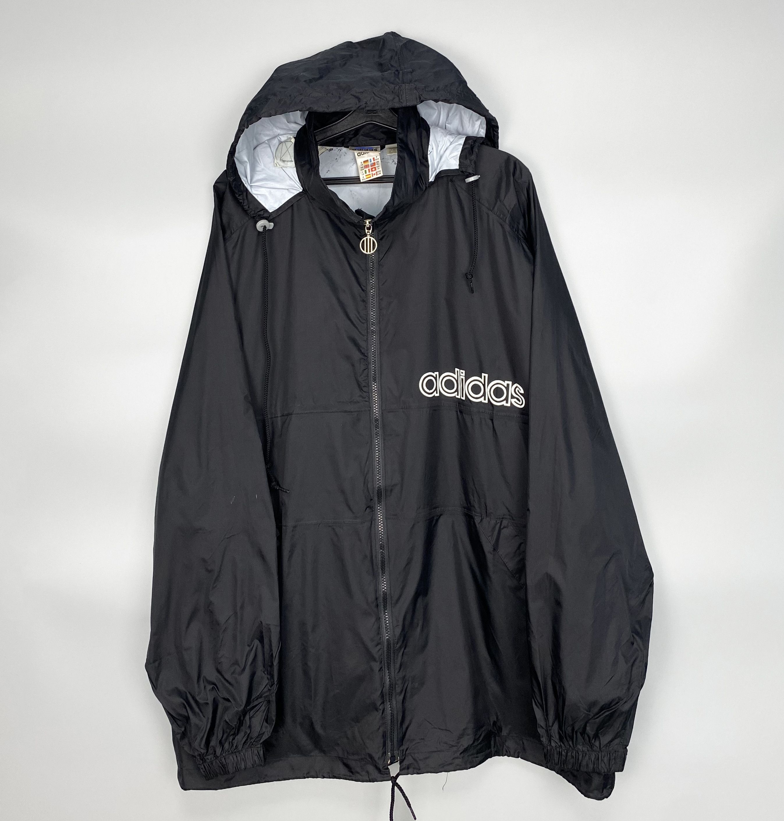 Adidas Vintage ADIDAS Big Logo Membrane Long Black Jacket Size US XL / EU 56 / 4 - 5 Thumbnail