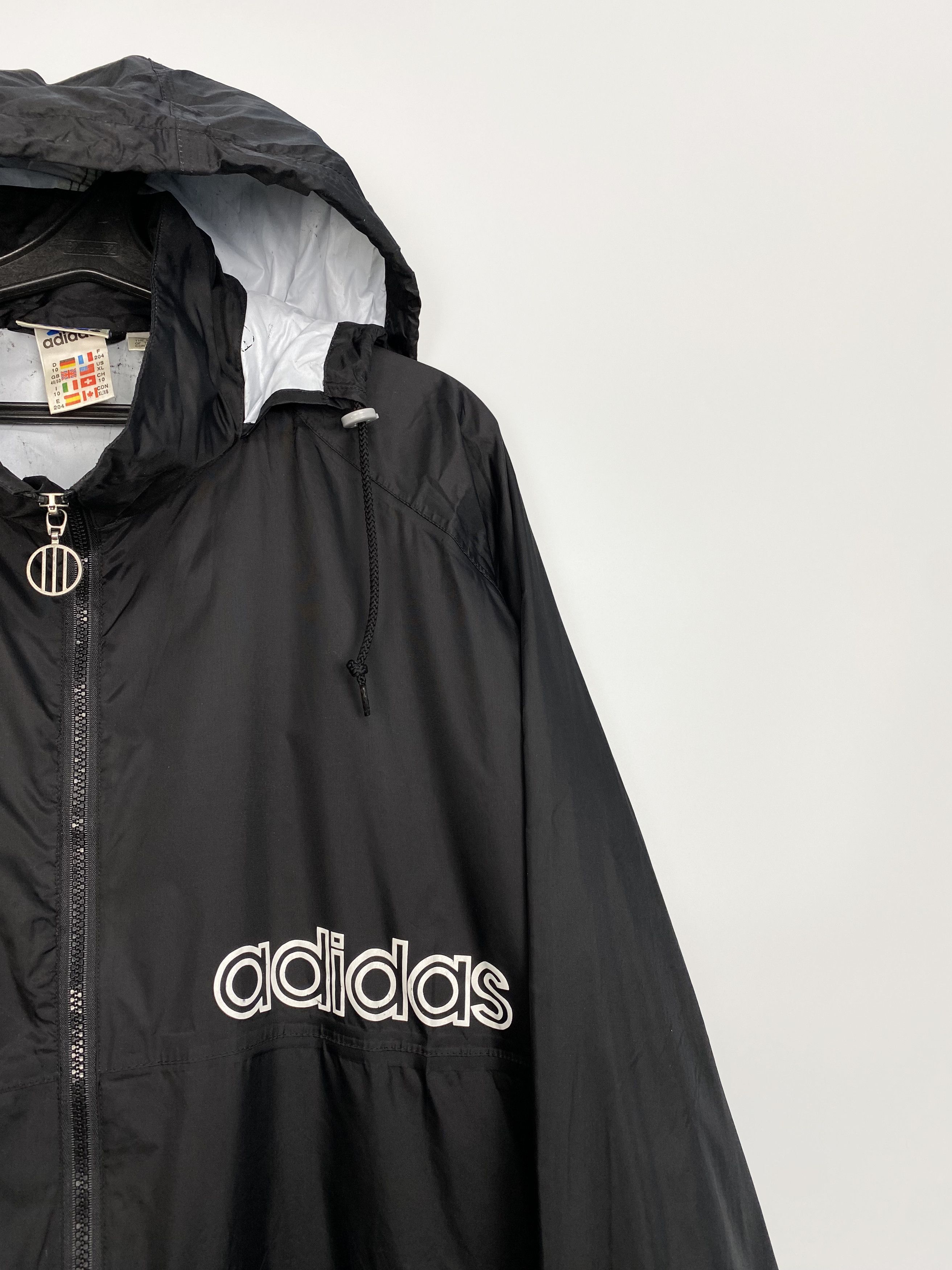 Adidas Vintage ADIDAS Big Logo Membrane Long Black Jacket Size US XL / EU 56 / 4 - 7 Thumbnail
