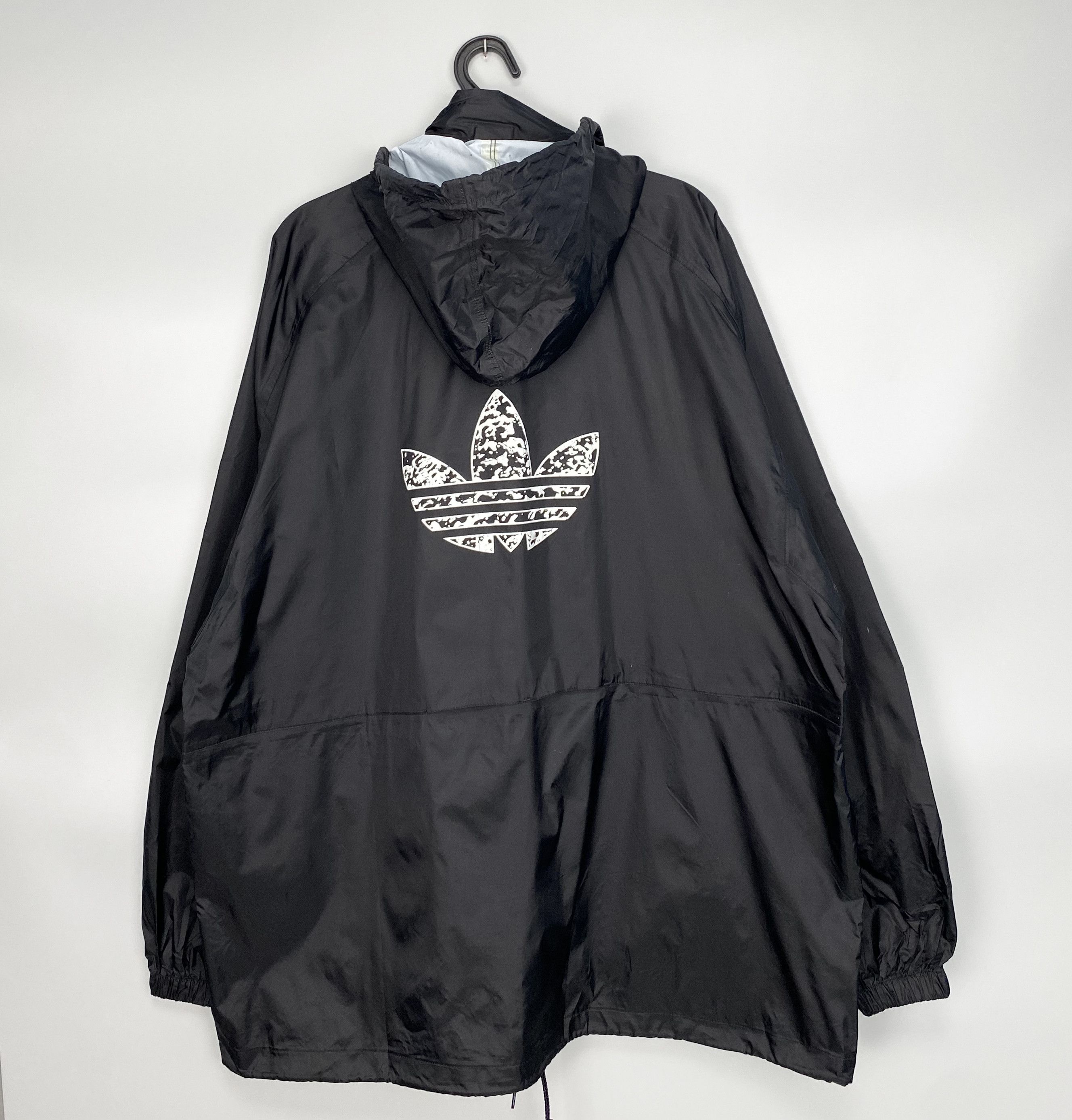 Vintage ADIDAS Big Logo Membrane Long Black Jacket