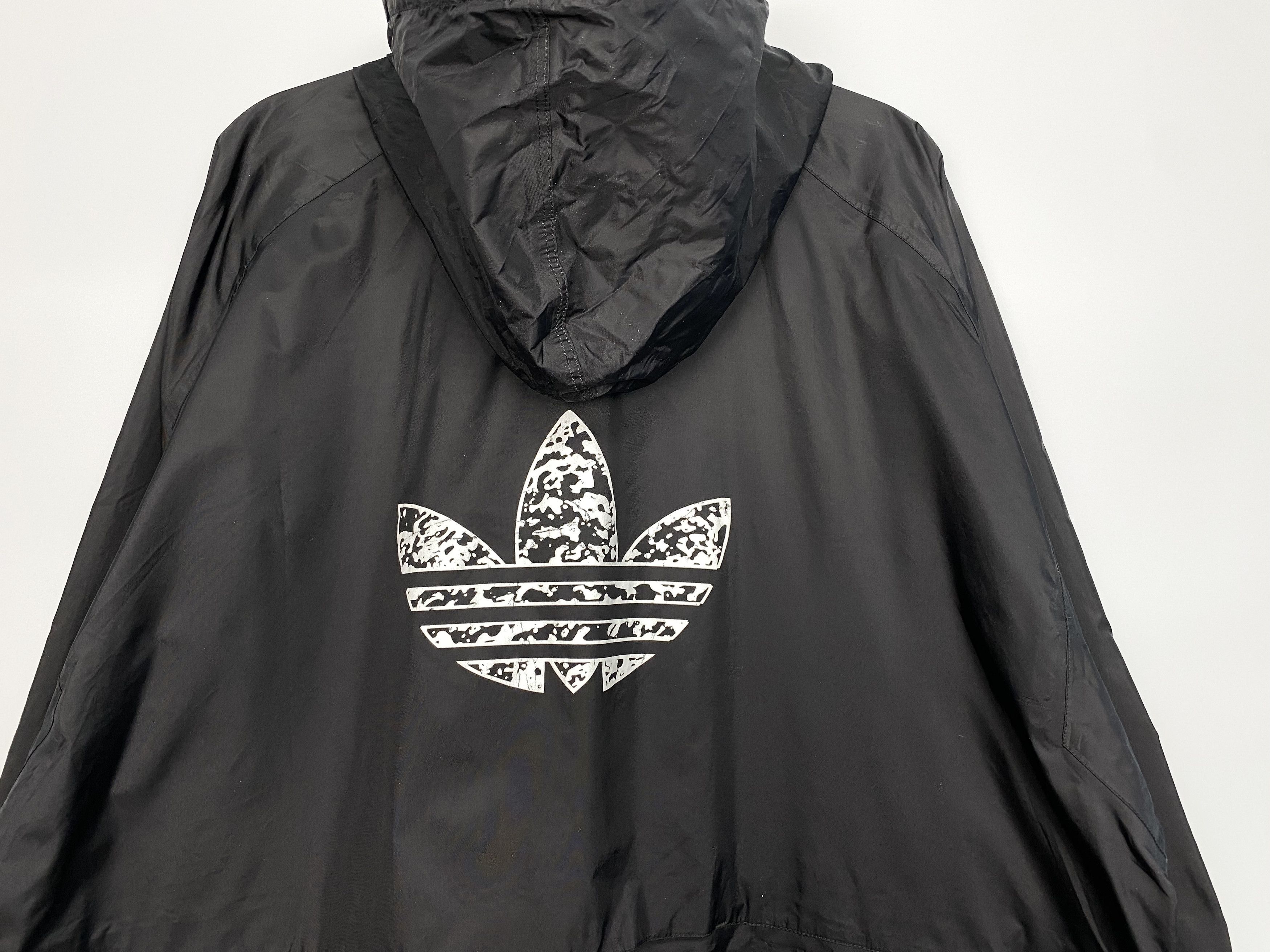 Adidas Vintage ADIDAS Big Logo Membrane Long Black Jacket Size US XL / EU 56 / 4 - 3 Thumbnail