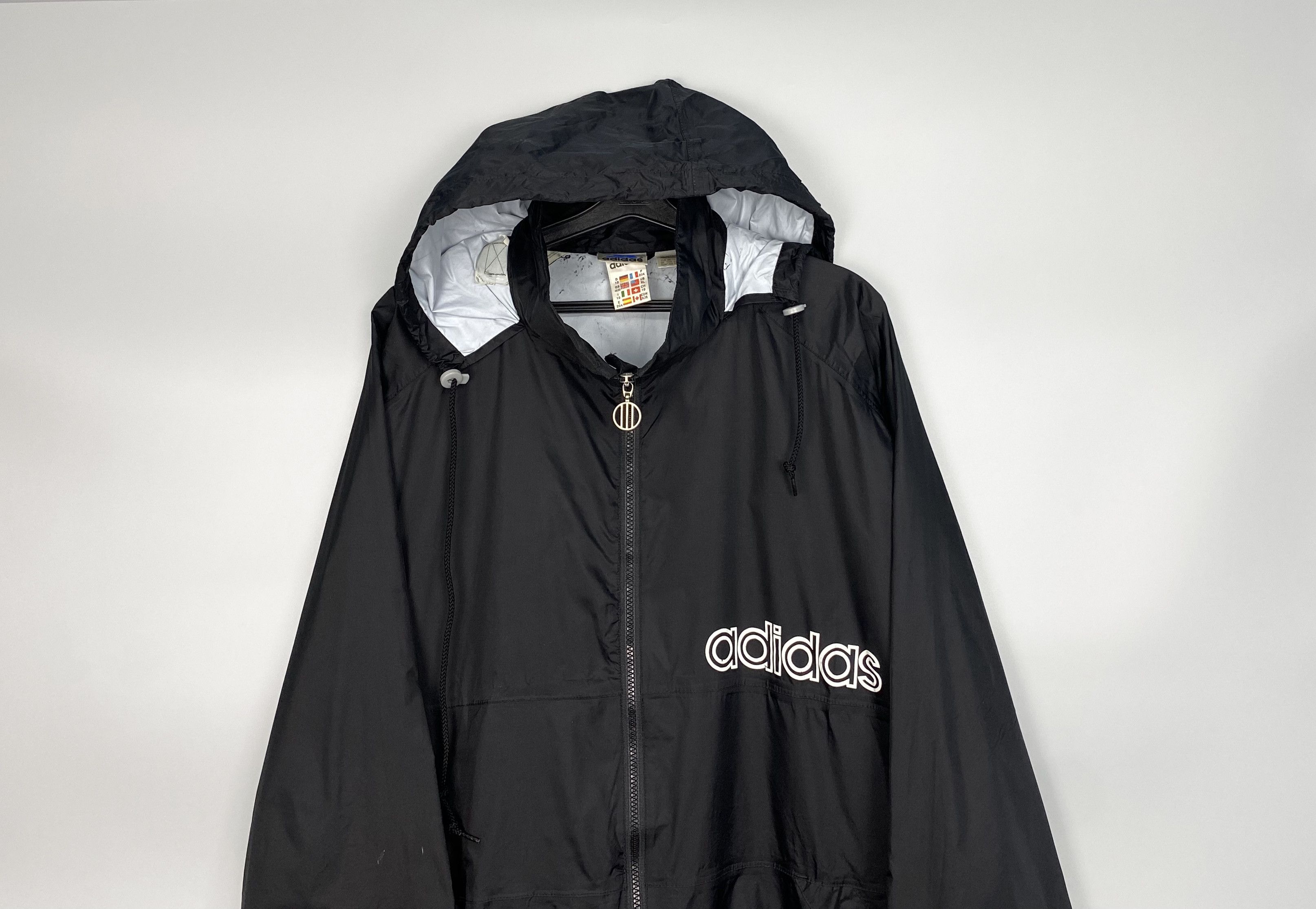 Adidas Vintage ADIDAS Big Logo Membrane Long Black Jacket Size US XL / EU 56 / 4 - 6 Thumbnail