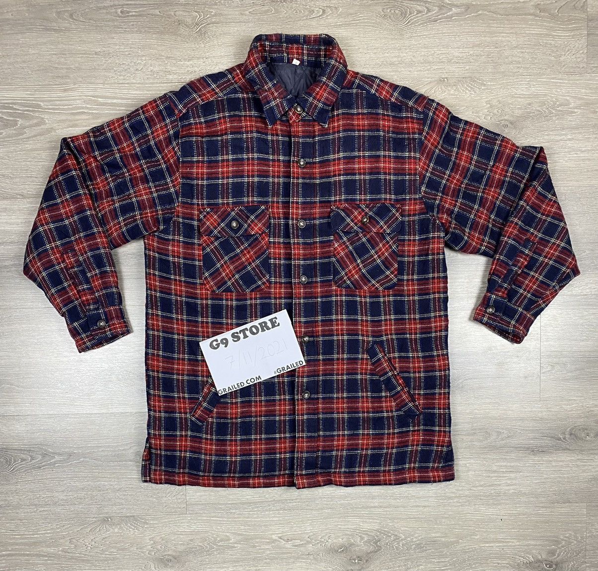 Flannel STEAL🔥Vtg Checkered Flannel Thick Puffer Coat Shirt Jacket Size US L / EU 52-54 / 3 - 1 Thumbnail
