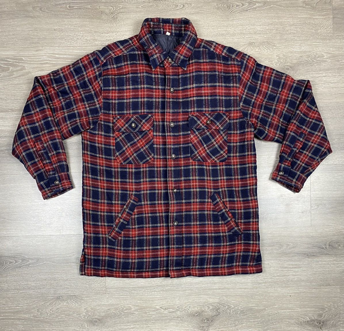 Flannel STEAL🔥Vtg Checkered Flannel Thick Puffer Coat Shirt Jacket Size US L / EU 52-54 / 3 - 2 Thumbnail