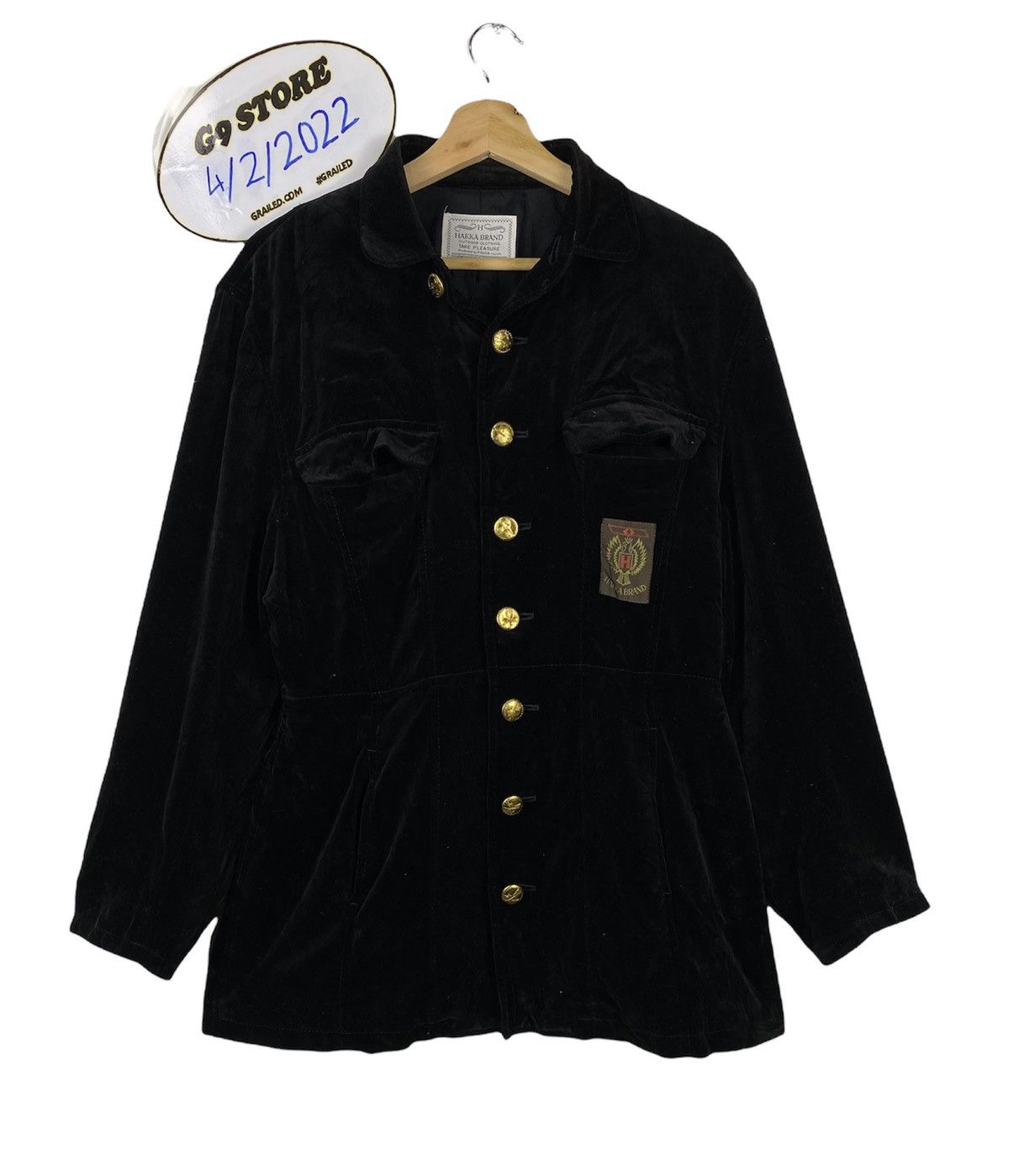 image of Offer Vintage Button Up Coat Velvet Jacket By Hakka Brand, Men's (Size Medium)