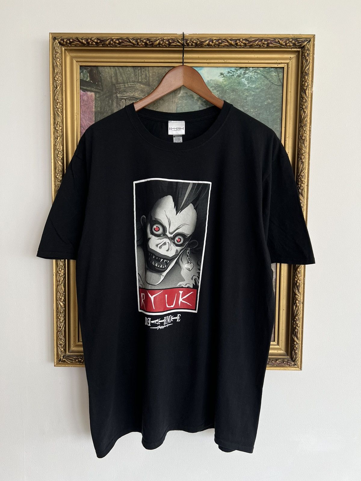 DEATH NOTE L Ryuk Anime Character Print T-Shirt Men's Size L cotton black type Vintage Second Hand