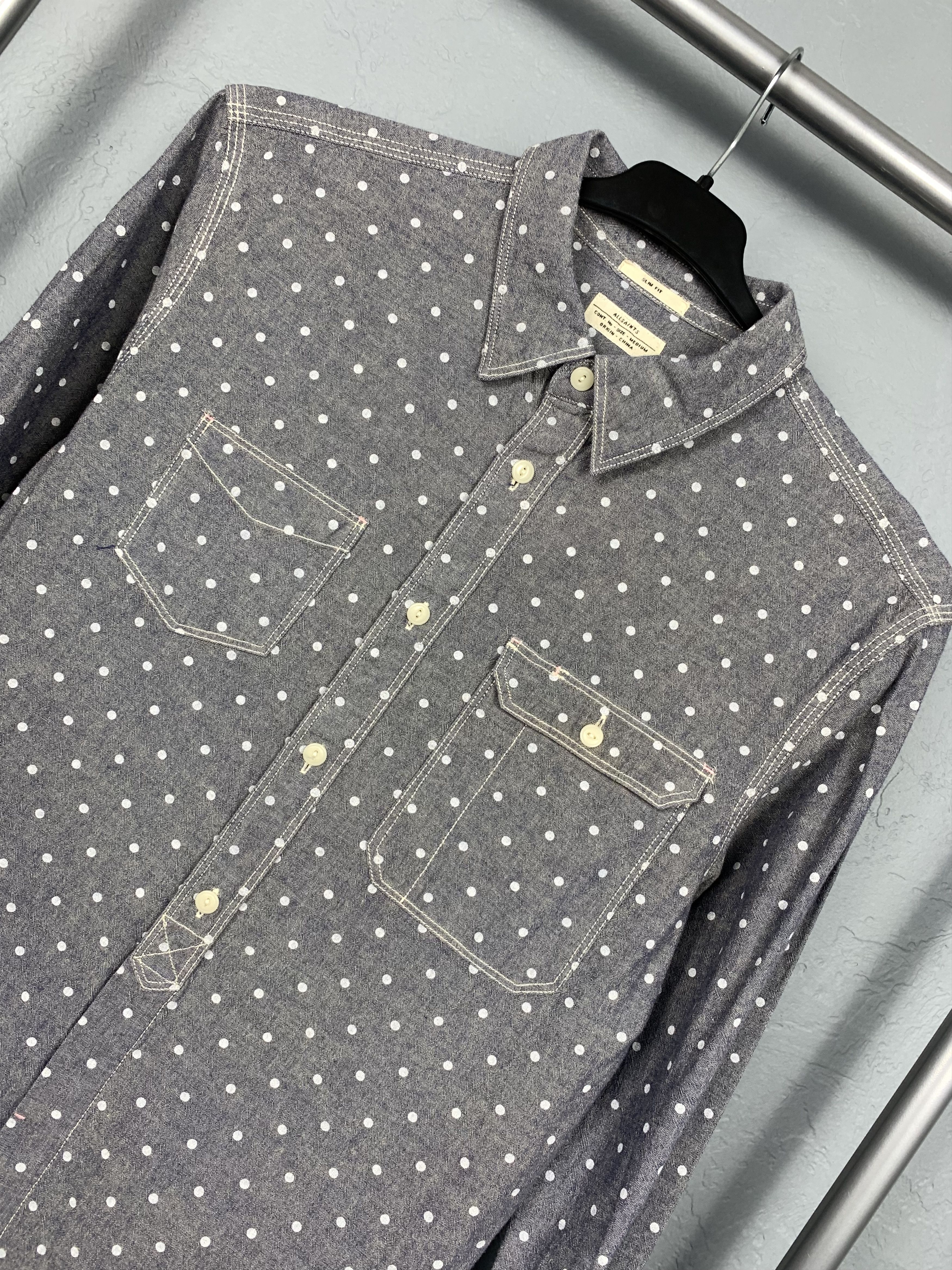 Allsaints Allsaints Birkdale Vintage Mens Long Sleeve Dotted Shirt Size US M / EU 48-50 / 2 - 2 Thumbnail