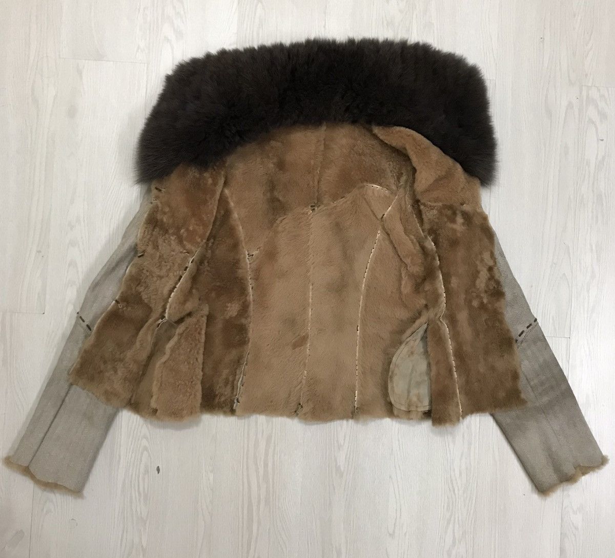 Handmade × Vintage 💥RARE💥 Vintage Handmade Sheep Leather Cropped Jacket Women Size M / US 6-8 / IT 42-44 - 6 Thumbnail