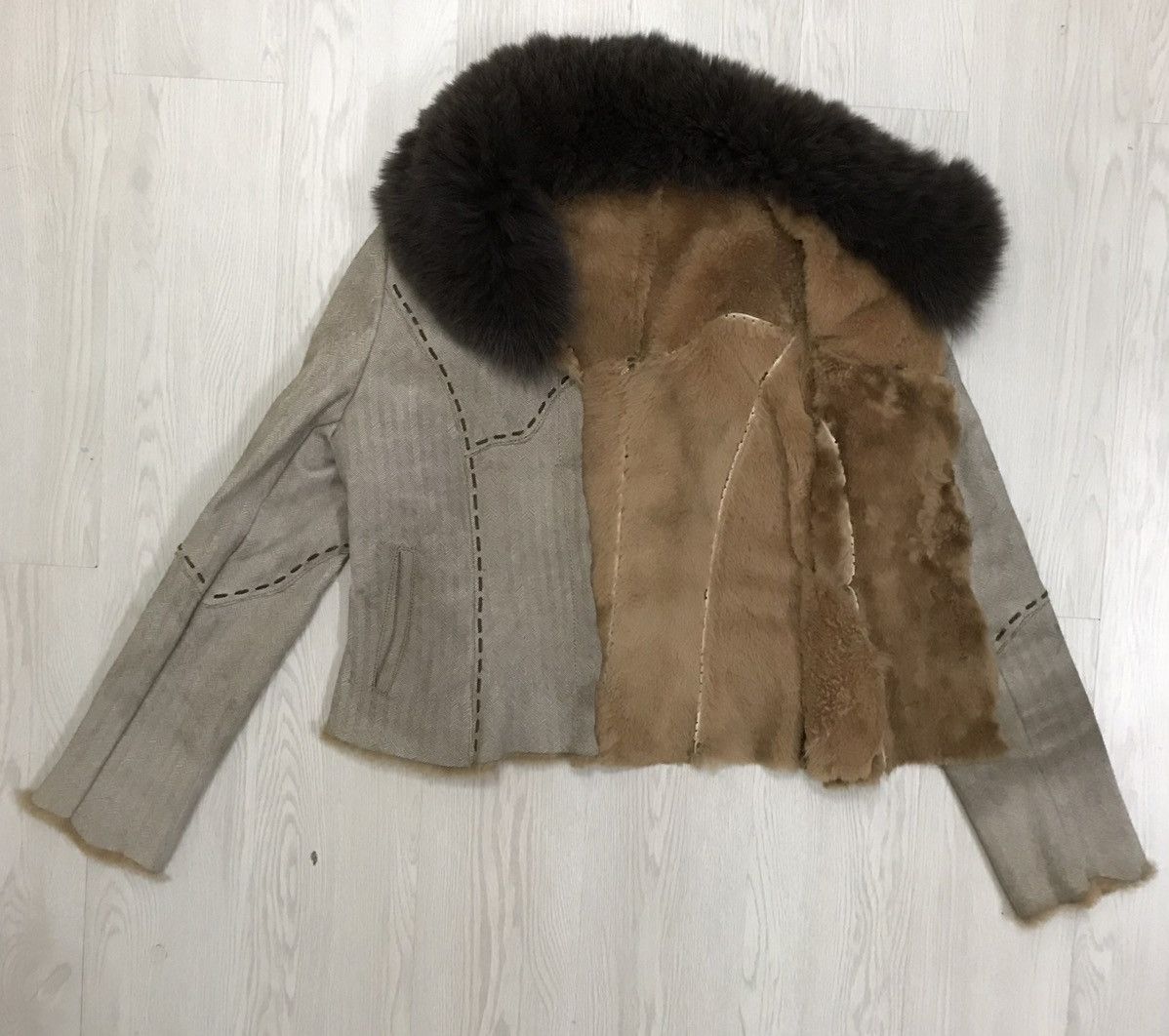 Handmade × Vintage 💥RARE💥 Vintage Handmade Sheep Leather Cropped Jacket Women Size M / US 6-8 / IT 42-44 - 2 Thumbnail