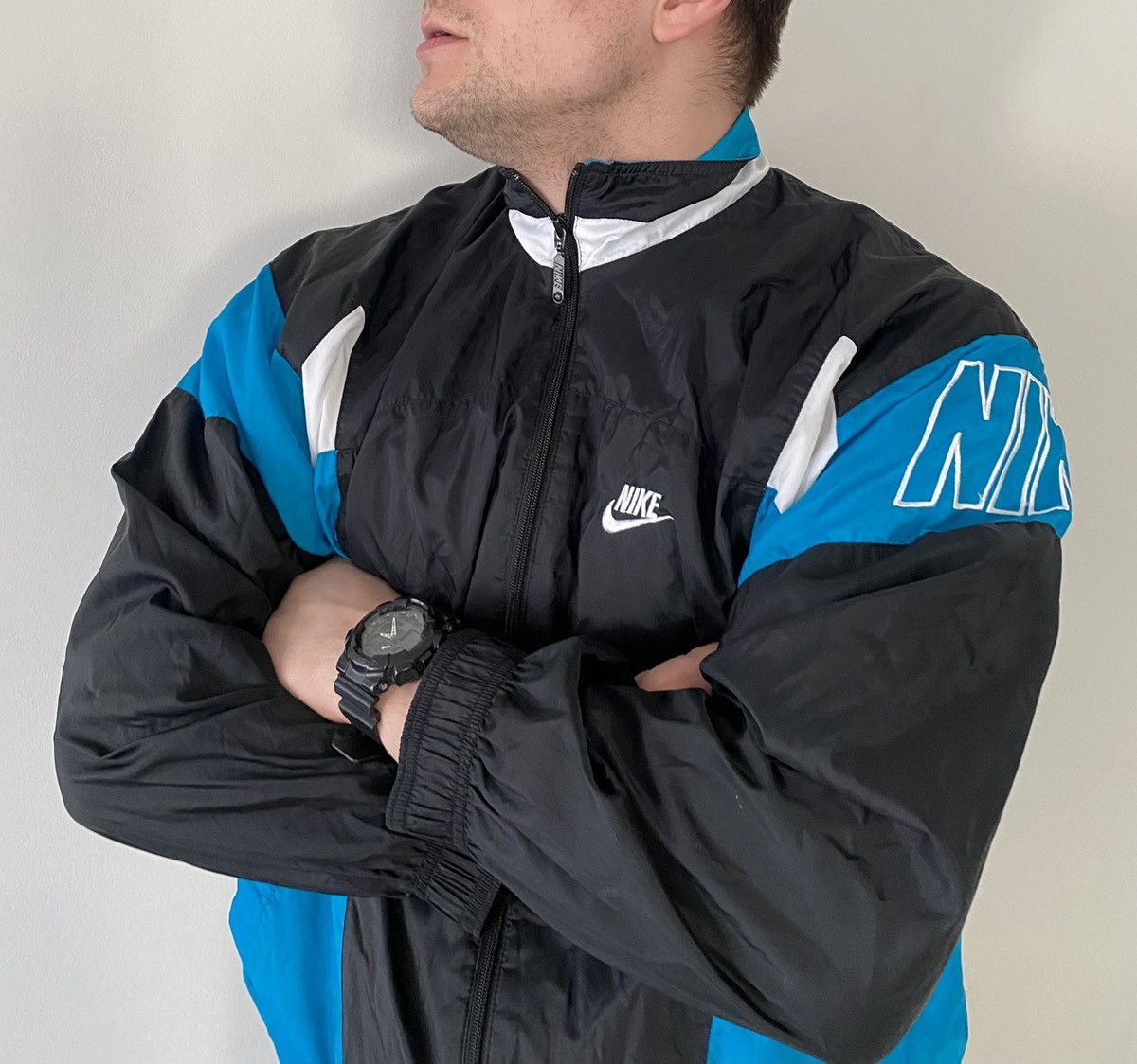 Nike 90’s Nike Vintage windrunner blue swoosh track jacket drill Size US M / EU 48-50 / 2 - 3 Thumbnail