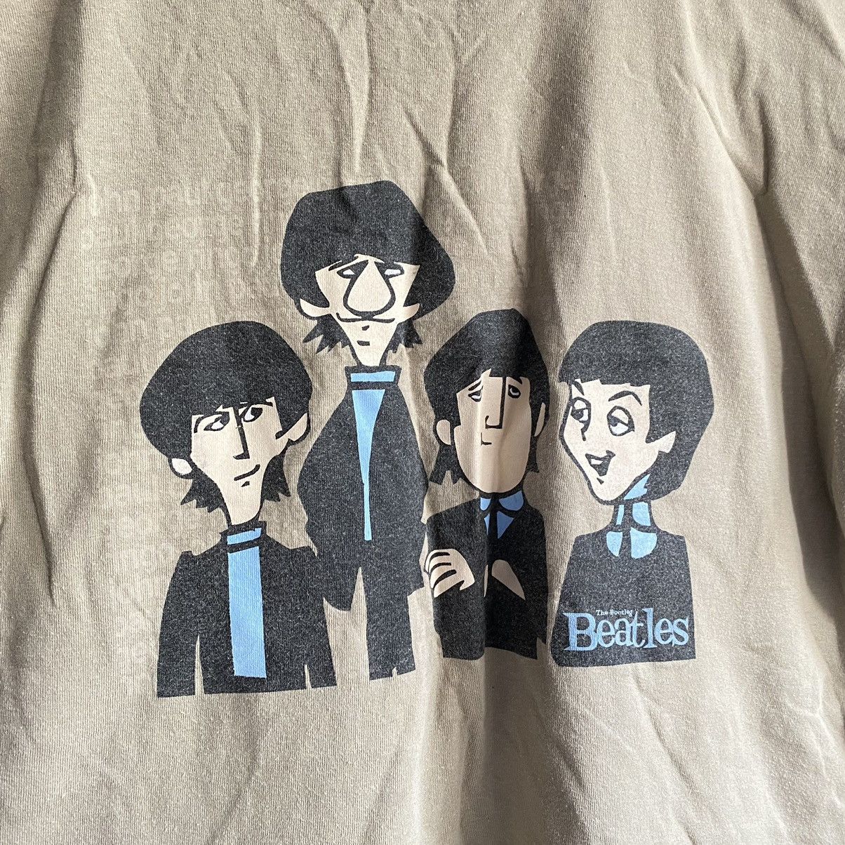 Band Tees VINTAGE THE BEATLES CARTOON FACES BEIGE T SHIRT Size US M / EU 48-50 / 2 - 2 Thumbnail