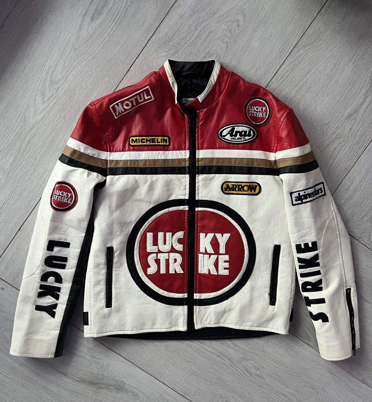 Vintage 🔥Free shipping Lucky Strike Racing Leather Biker Moto Jacket Size US L / EU 52-54 / 3 - 2 Thumbnail