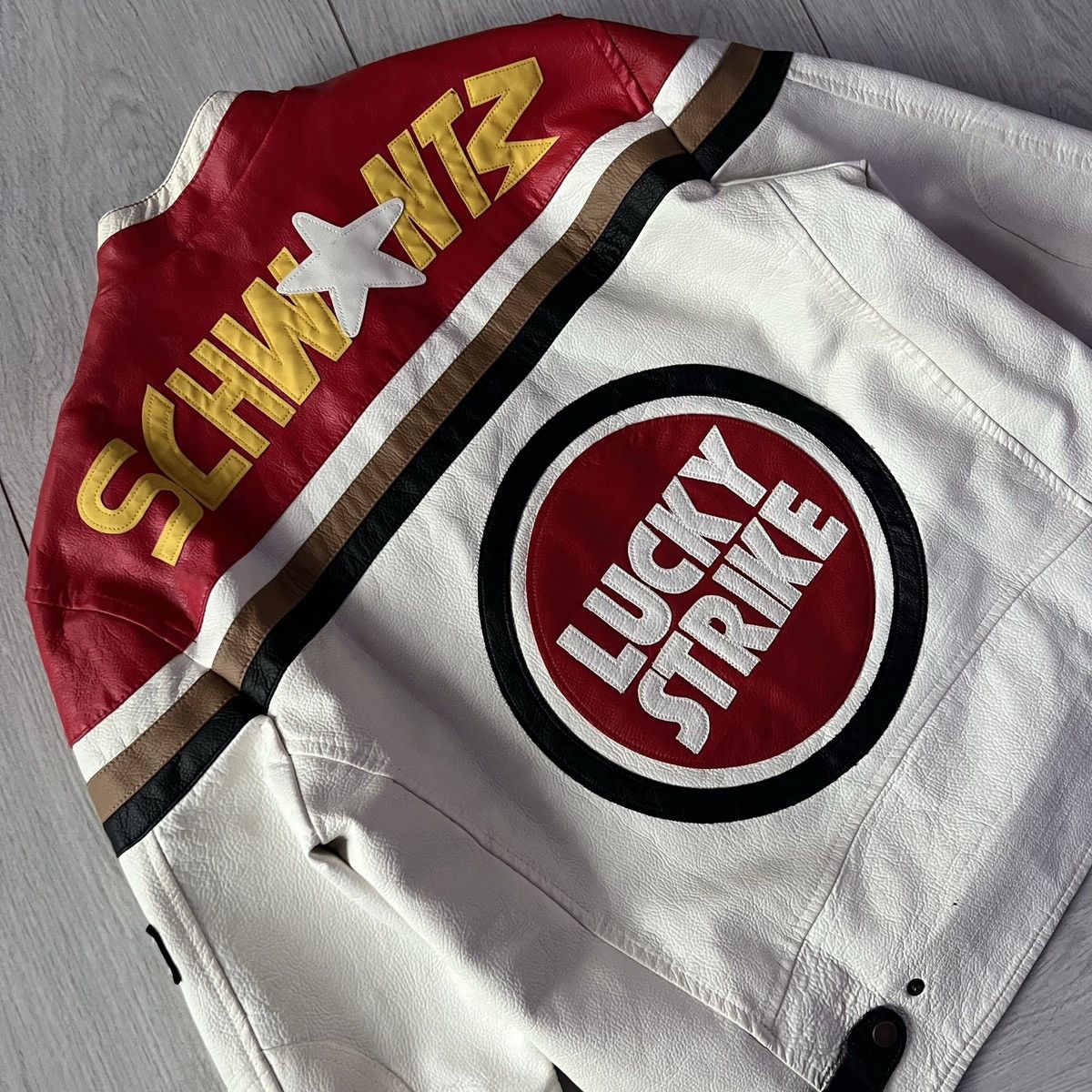 Vintage 🔥Free shipping Lucky Strike Racing Leather Biker Moto Jacket Size US L / EU 52-54 / 3 - 4 Thumbnail