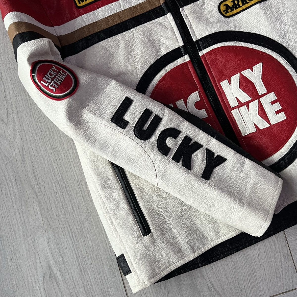 Vintage 🔥Free shipping Lucky Strike Racing Leather Biker Moto Jacket Size US L / EU 52-54 / 3 - 8 Thumbnail