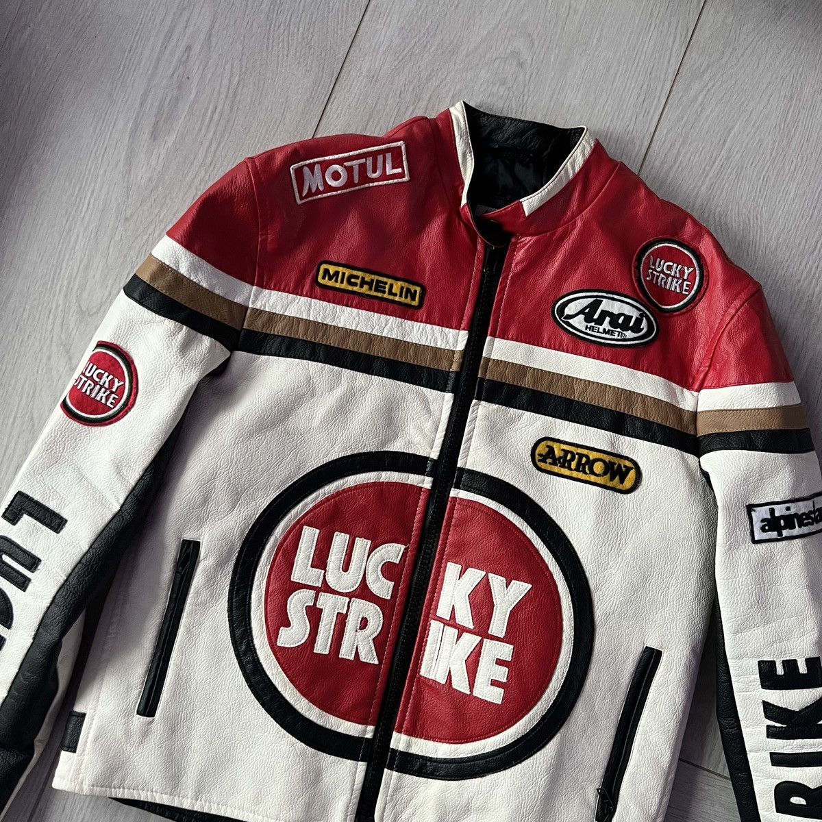 Vintage 🔥Free shipping Lucky Strike Racing Leather Biker Moto Jacket Size US L / EU 52-54 / 3 - 9 Thumbnail