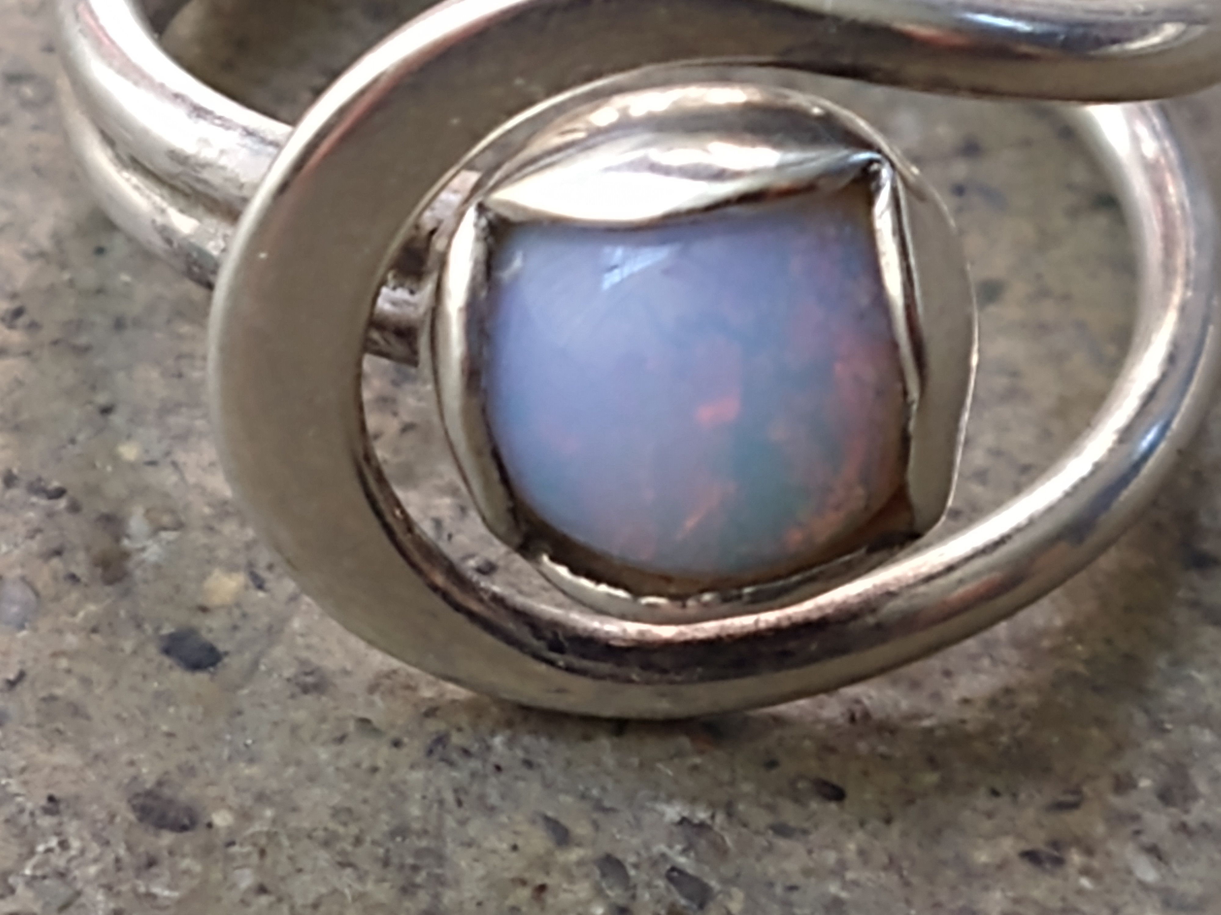 Other Sterling Silver Ring Size 8 Faux Opal Avant Garde Modern Size ONE SIZE - 4 Thumbnail