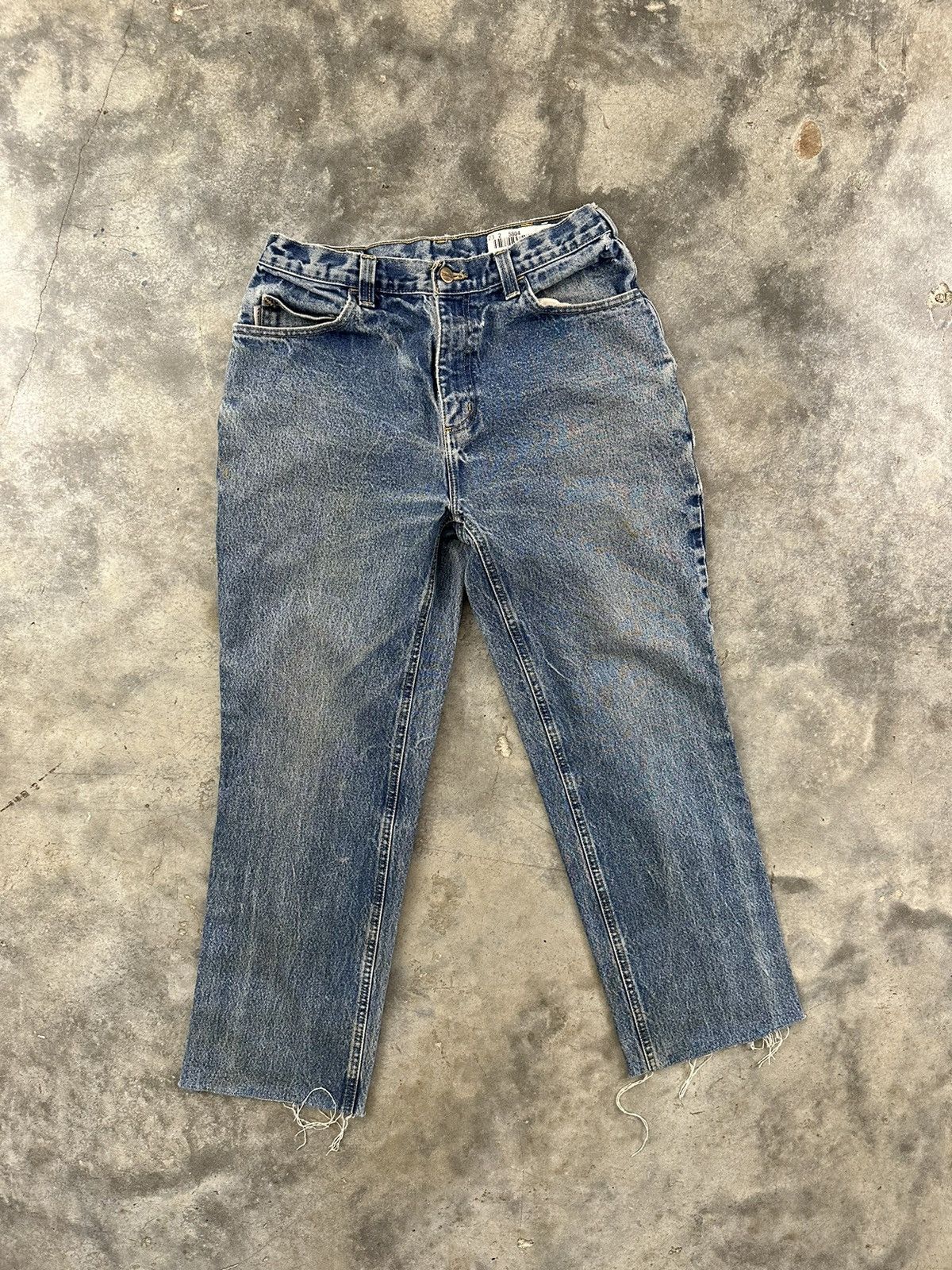 Vintage Distressed Carhartt FR Denim Jeans W/ Patch Sz. 28