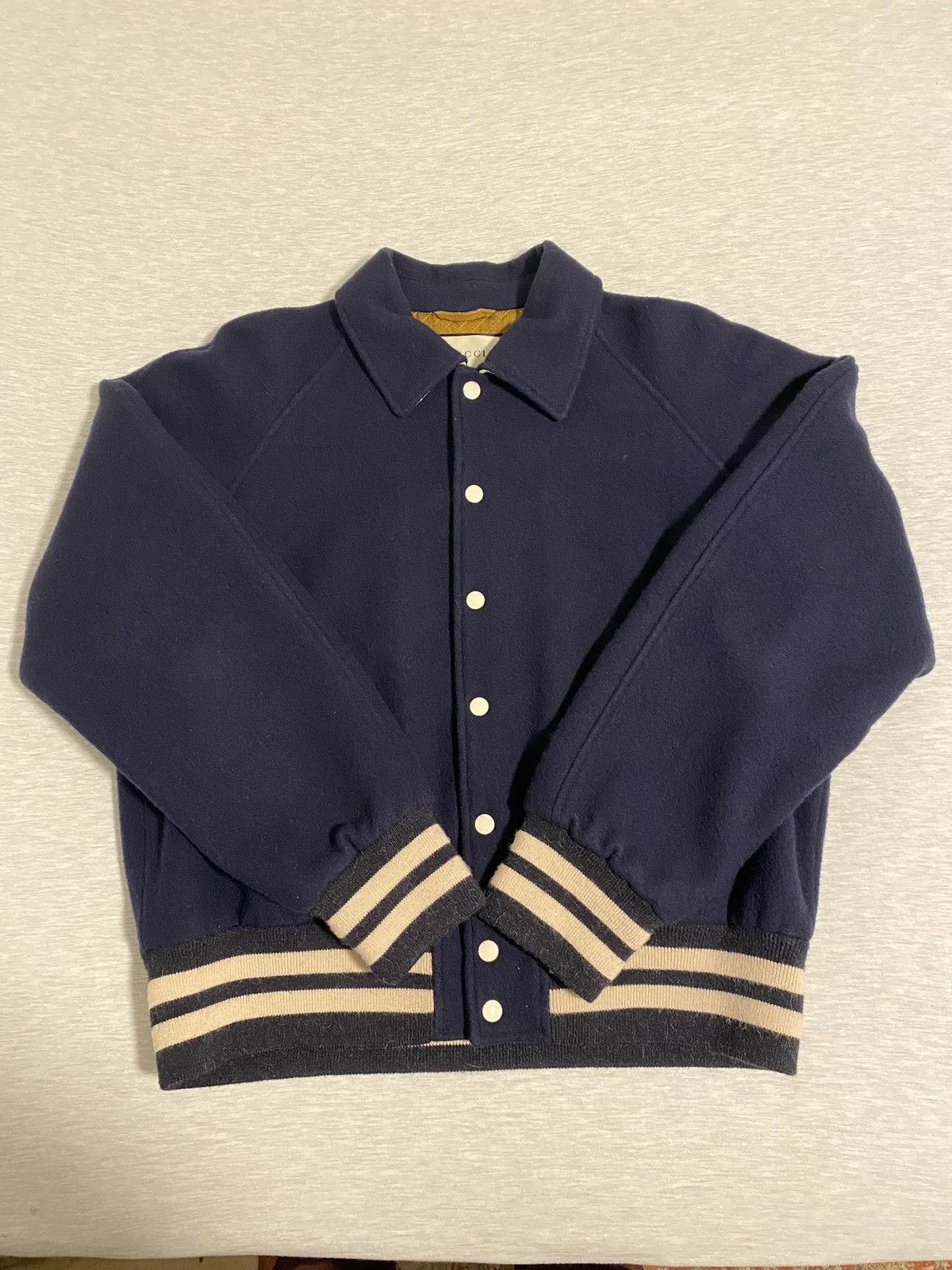 Gucci Wool Blouson Varsity Jacket in Navy Size US L / EU 52-54 / 3 - 2 Thumbnail