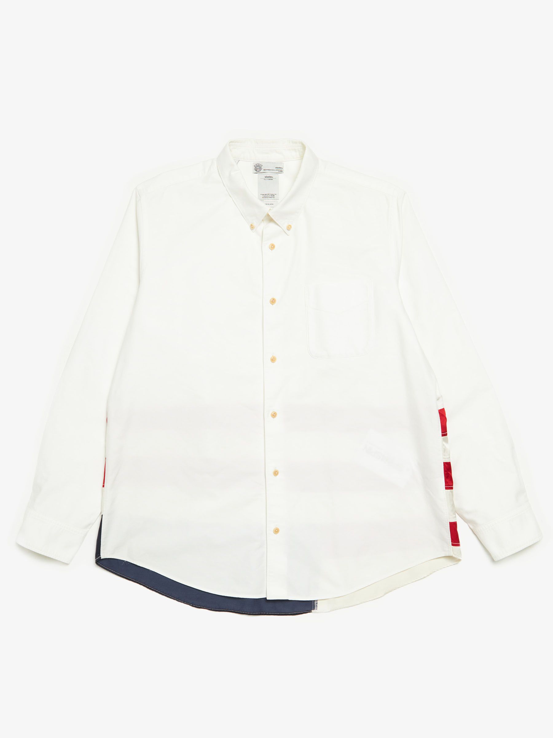 White American Flag Patched Rayon and Cotton Shirt