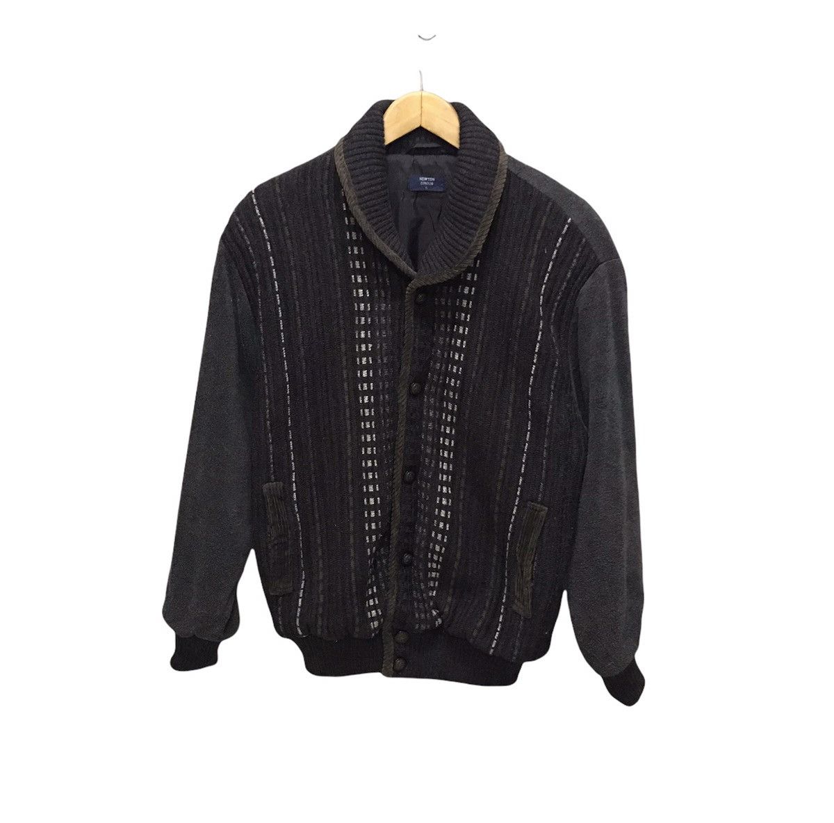 Japanese Brand Vintage Newton Circus knit fleece button up jacket Size US L / EU 52-54 / 3 - 1 Thumbnail