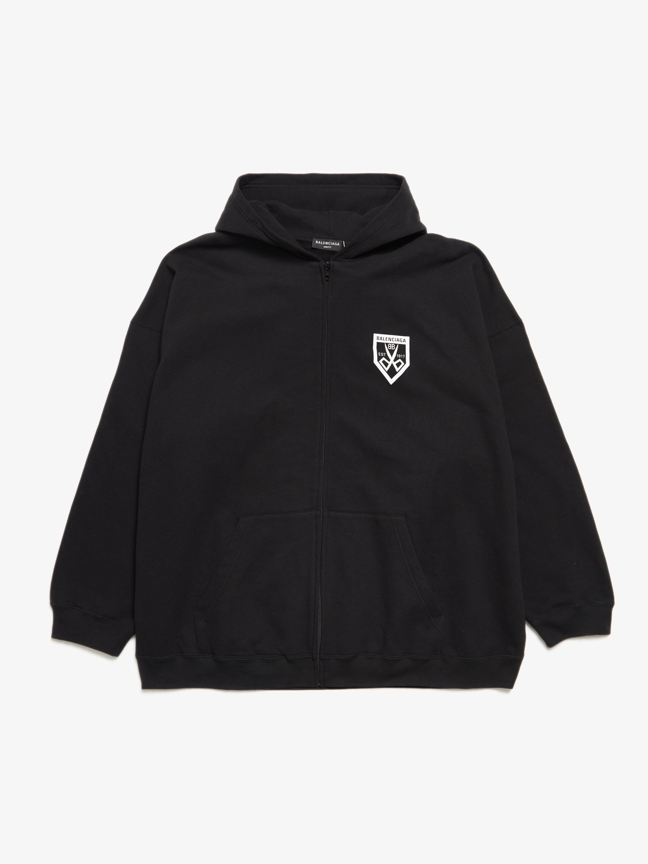 Balenciaga BARCELONA SOCCER ZIPPED HOODIE IN BLACK | Grailed