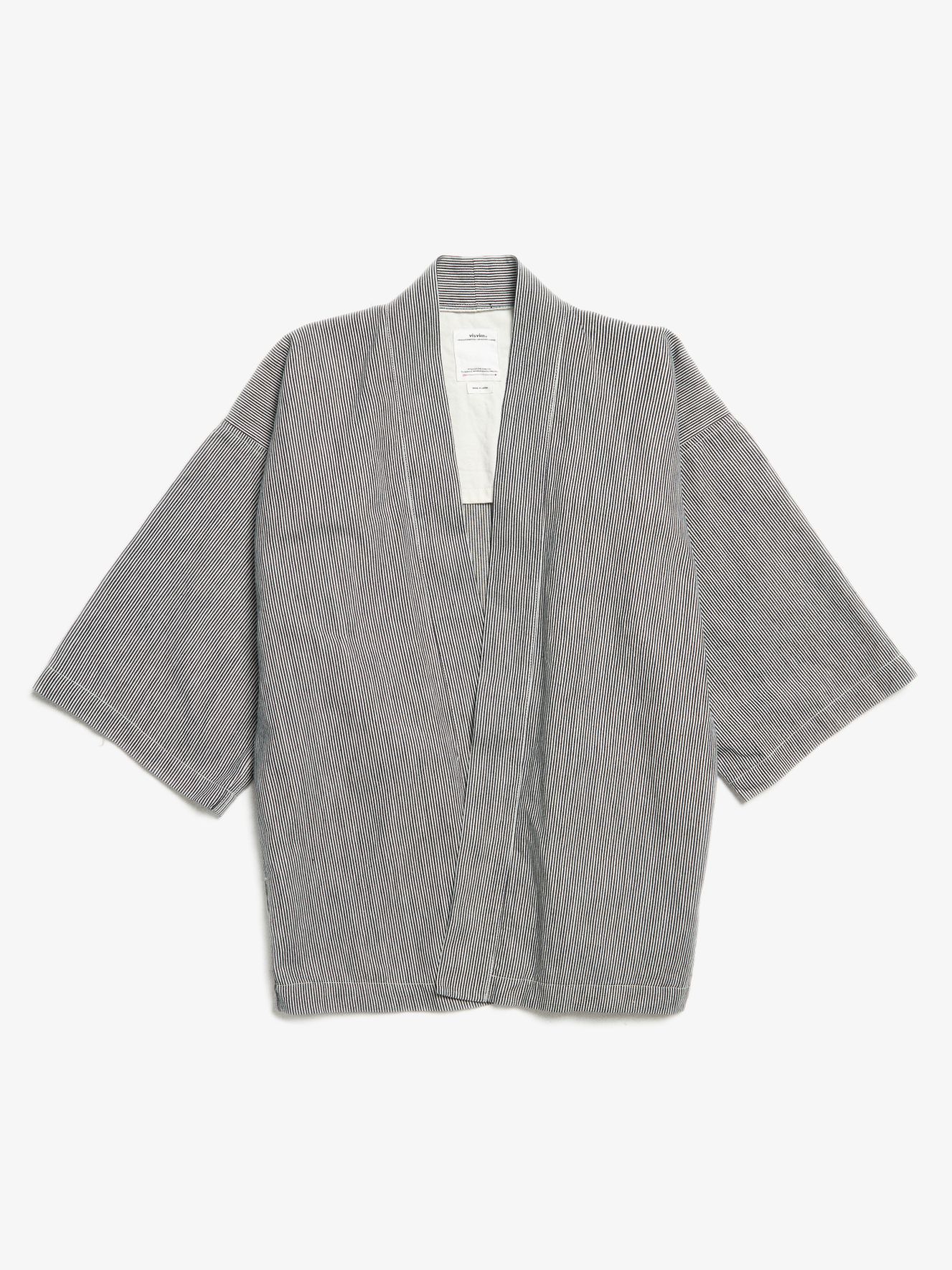 Black and White Striped Cotton Noragi