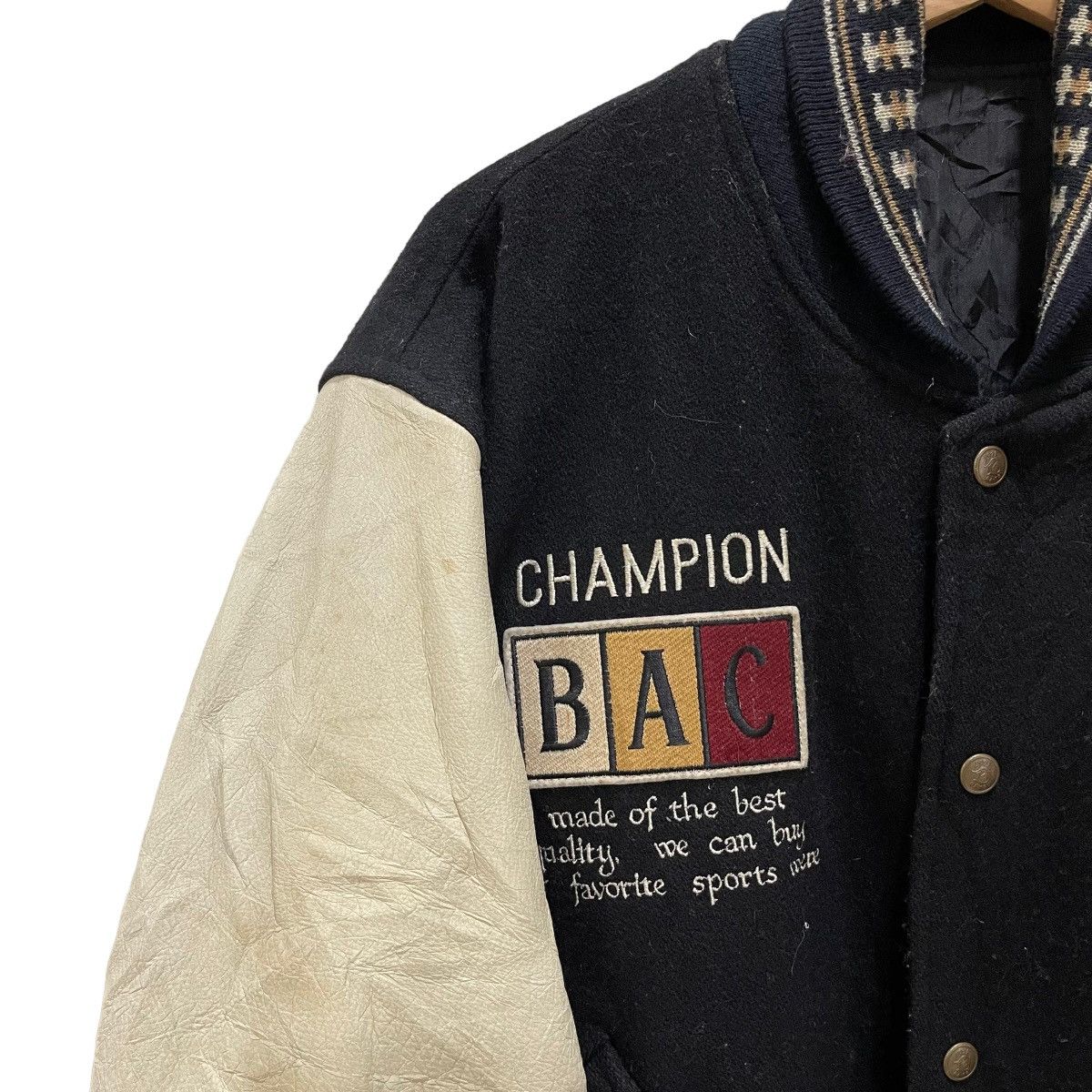 Japanese Brand LAST DROP BATSU Champion Wool Leather Varsity Jacket Size US M / EU 48-50 / 2 - 6 Thumbnail