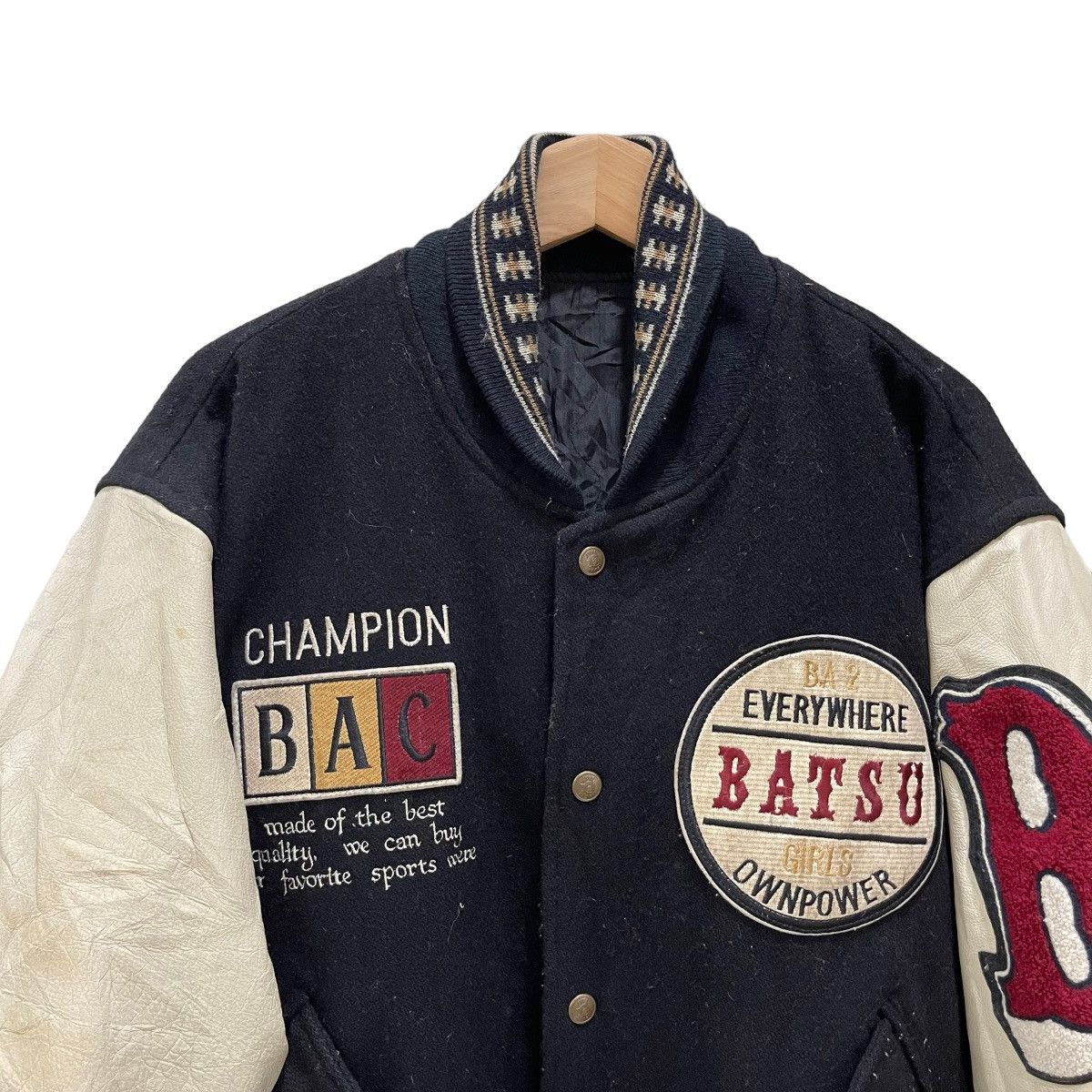 Japanese Brand LAST DROP BATSU Champion Wool Leather Varsity Jacket Size US M / EU 48-50 / 2 - 4 Thumbnail
