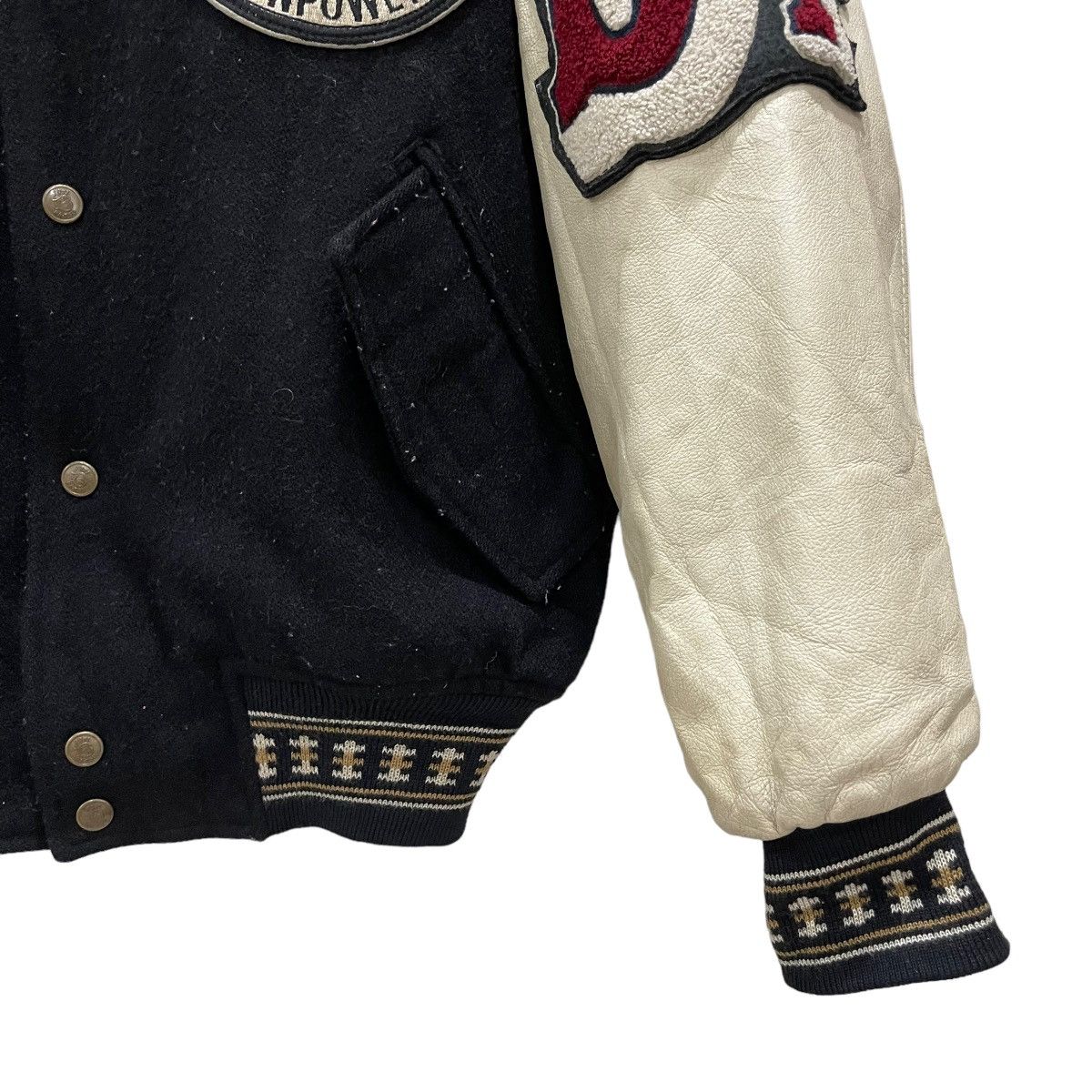 Japanese Brand LAST DROP BATSU Champion Wool Leather Varsity Jacket Size US M / EU 48-50 / 2 - 7 Thumbnail