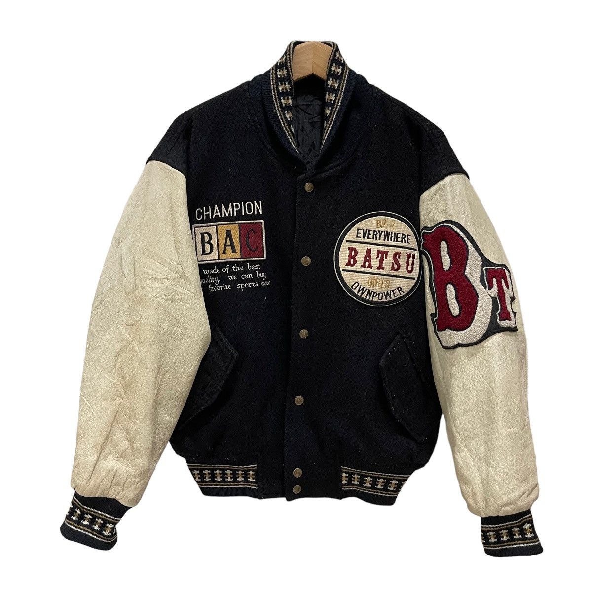Japanese Brand LAST DROP BATSU Champion Wool Leather Varsity Jacket Size US M / EU 48-50 / 2 - 3 Thumbnail