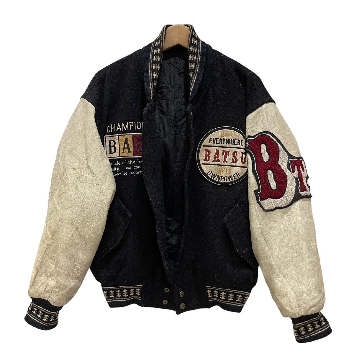 Japanese Brand LAST DROP BATSU Champion Wool Leather Varsity Jacket Size US M / EU 48-50 / 2 - 9 Thumbnail