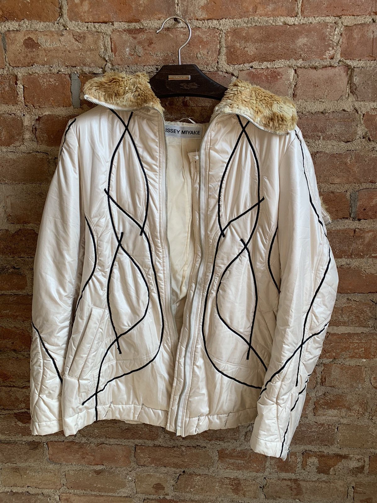 image of Issey Miyake Autumn Archive Faux Fur Hooded Jacket in White, Women's (Size XS)