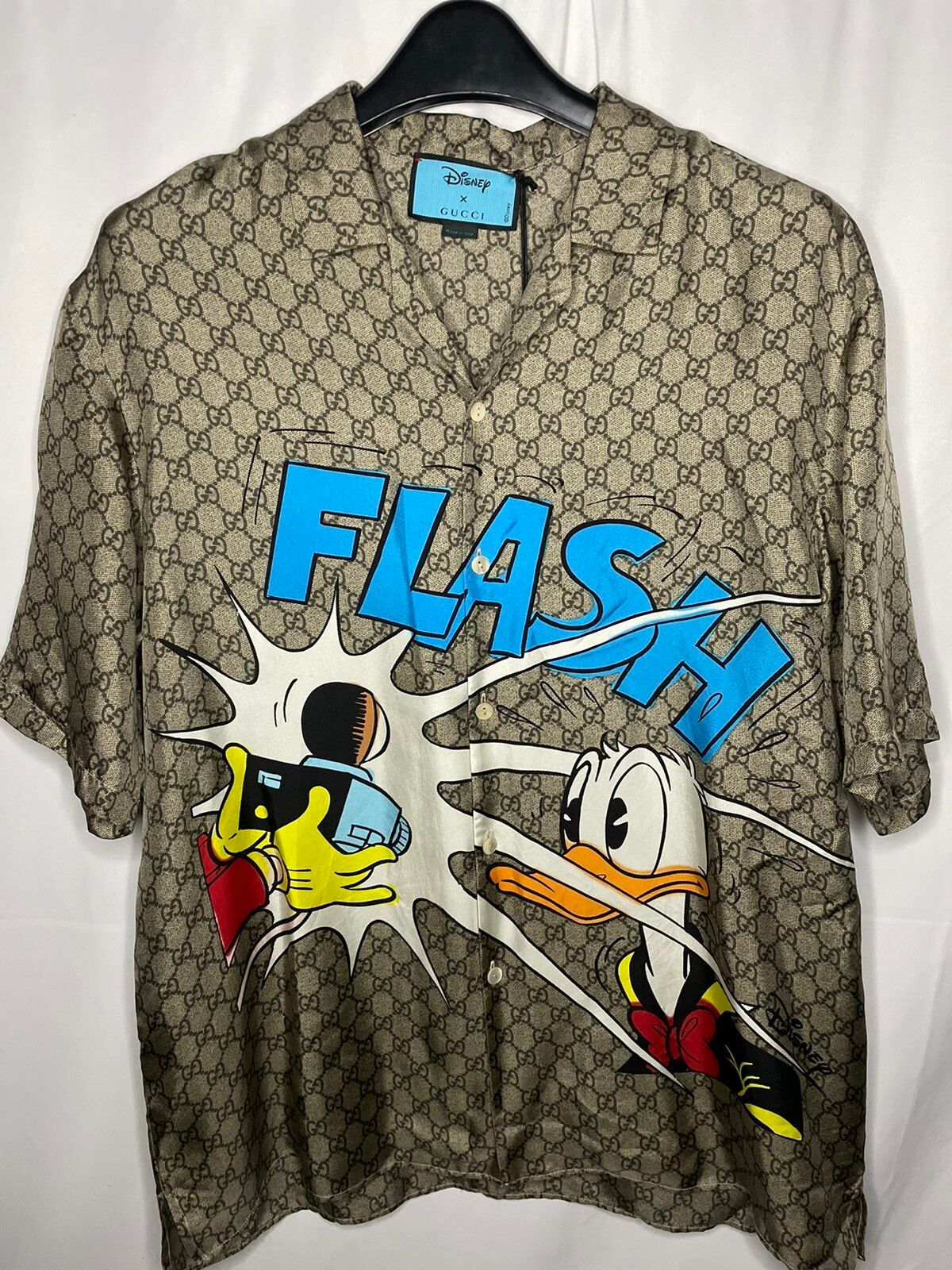 Gucci X Disney Donald Duck GG silk shirt