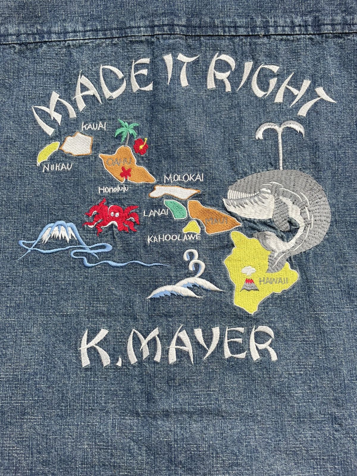 Japanese Brand Kriff Mayer Hawaiian Denim Shirt Size US M / EU 48-50 / 2 - 12 Thumbnail