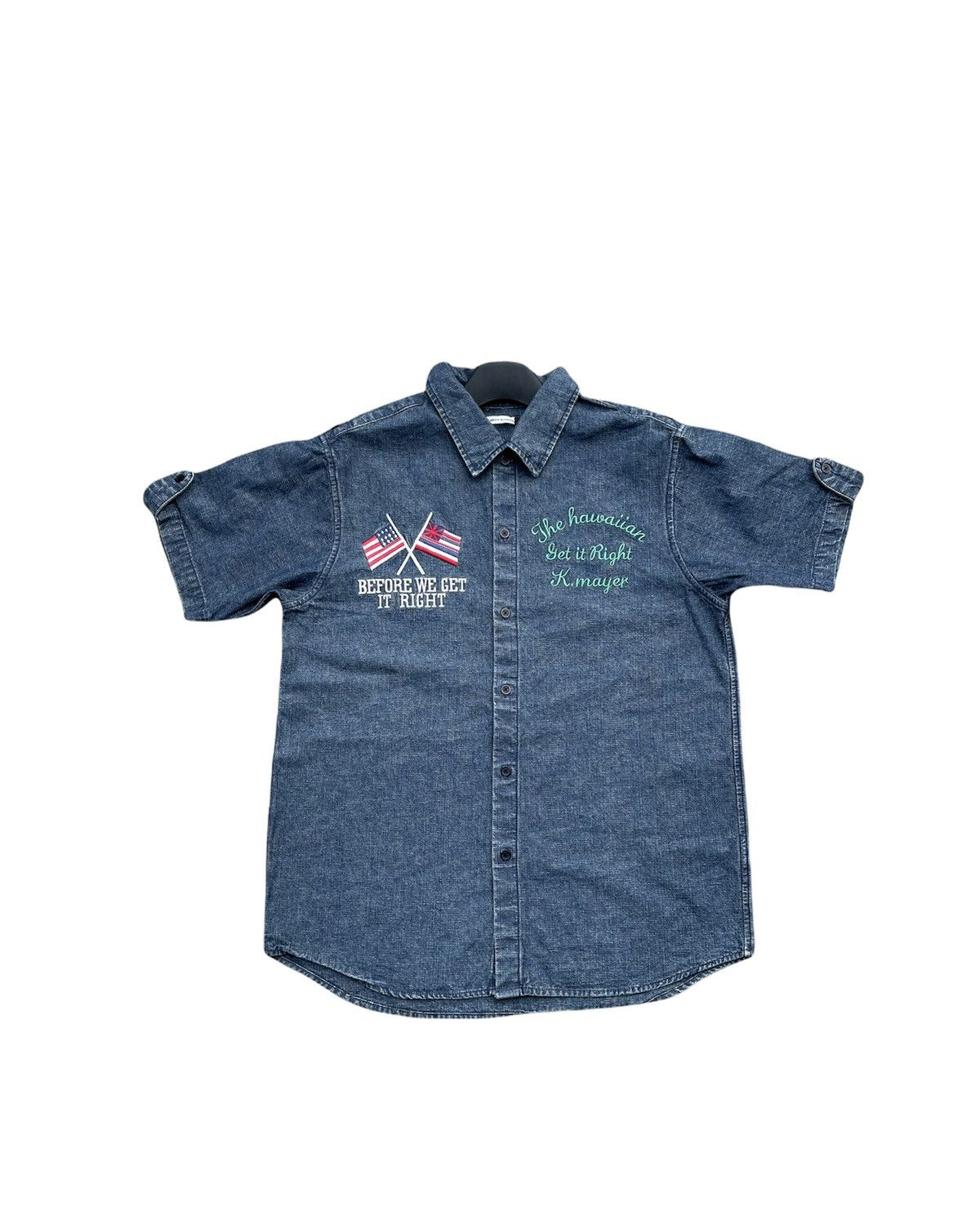 Japanese Brand Kriff Mayer Hawaiian Denim Shirt Size US M / EU 48-50 / 2 - 2 Thumbnail