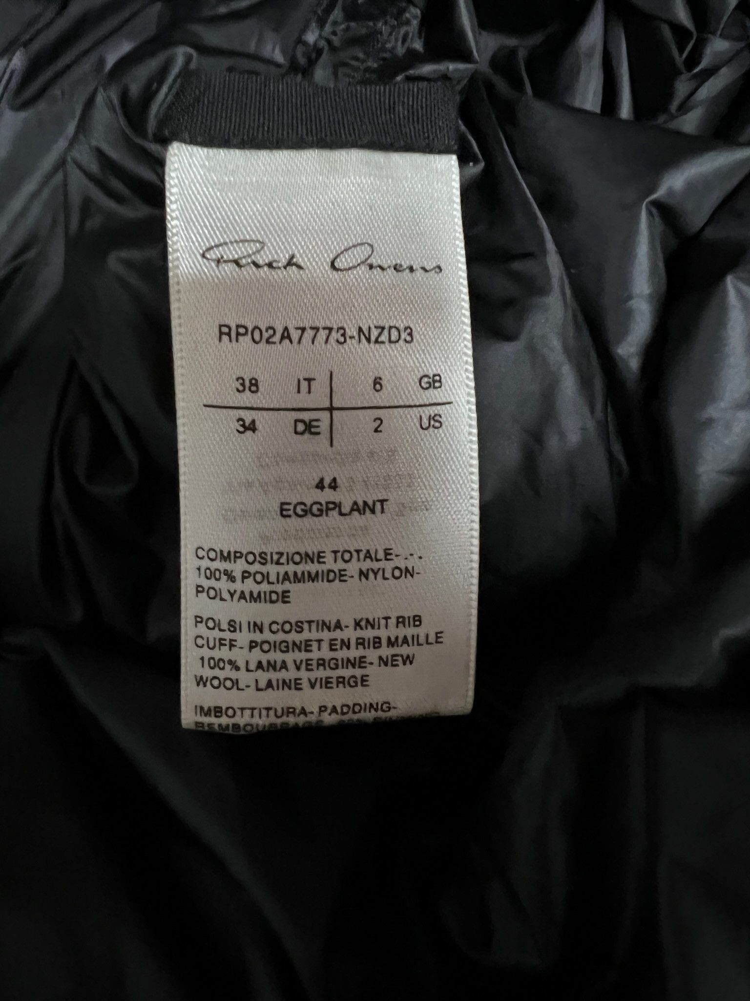 Rick Owens Giacca Piumino Funnel Neck Jacket Size XS / US 0-2 / IT 36-38 - 5 Thumbnail
