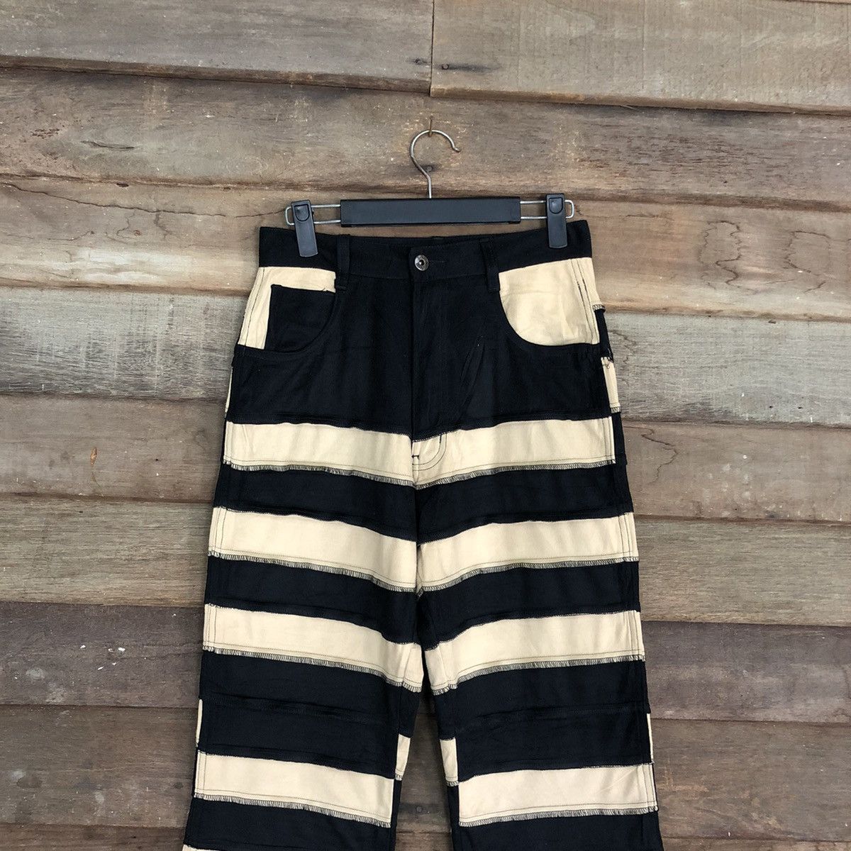 Japanese Brand FTS Company Stripe Black Straight Pants Waist 25 #A124 Size US 26 / EU 42 - 2 Thumbnail